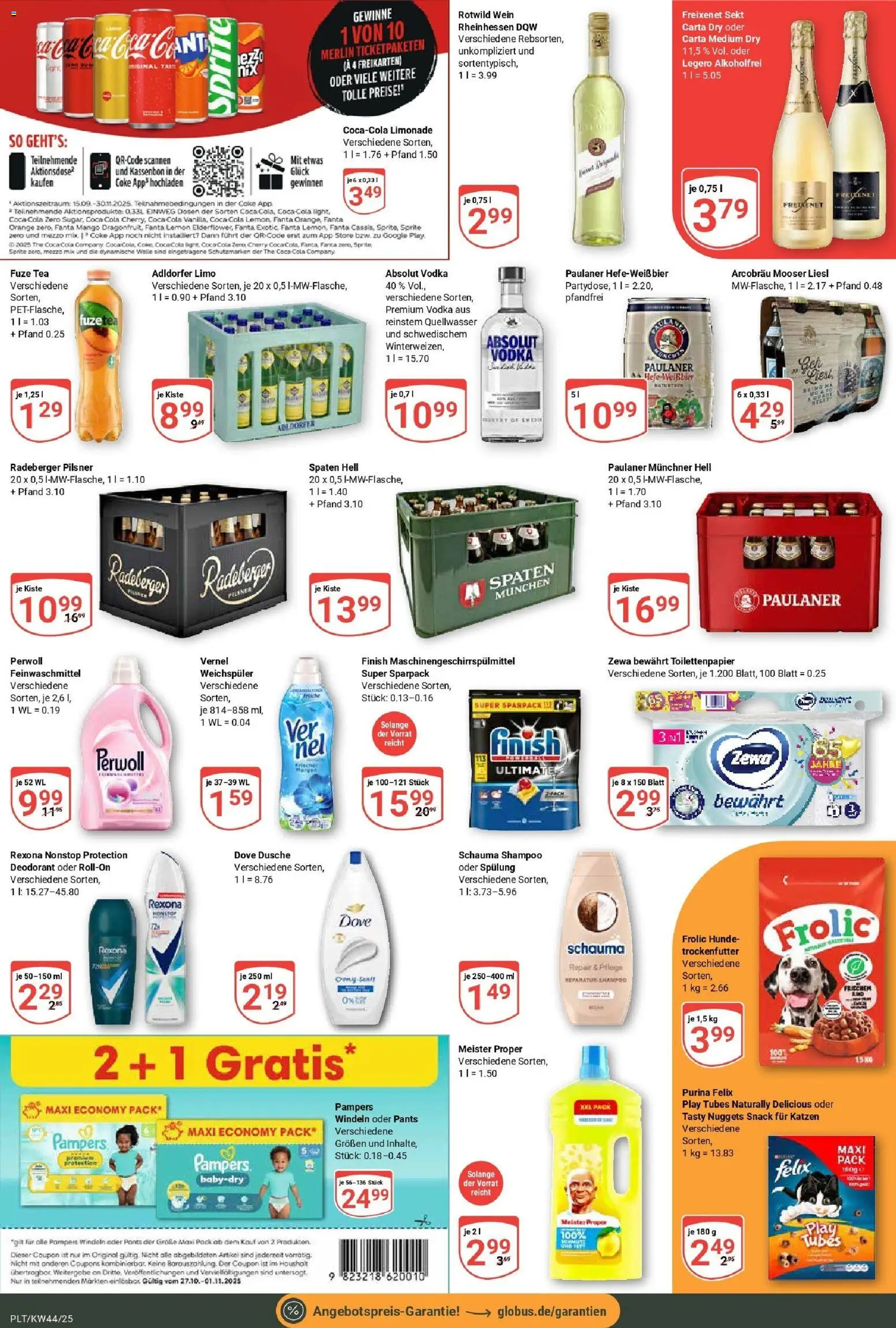 Globus prospekt Plattling	 – gültig ab 26.10.2025 | Seite: 3 | Produkte: Fanta, Weichspüler, Wein, Vodka