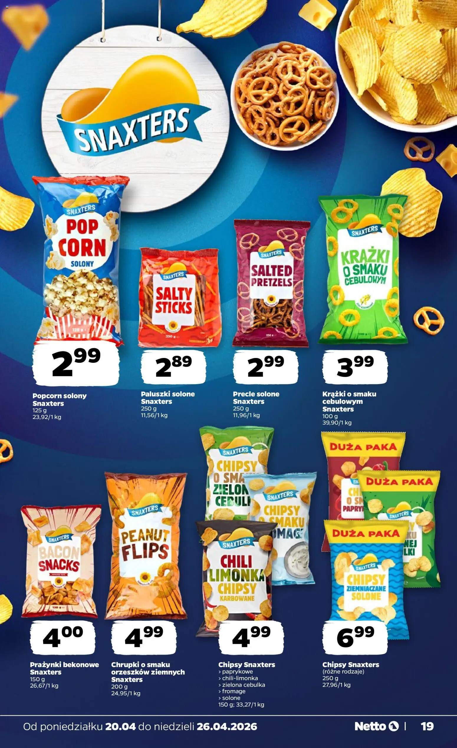 Netto gazetka od poniedziałku spożywcza od 20.04.2026 | Strona: 19 | Produkty: Chili, Limonka, Chipsy, Chrupki