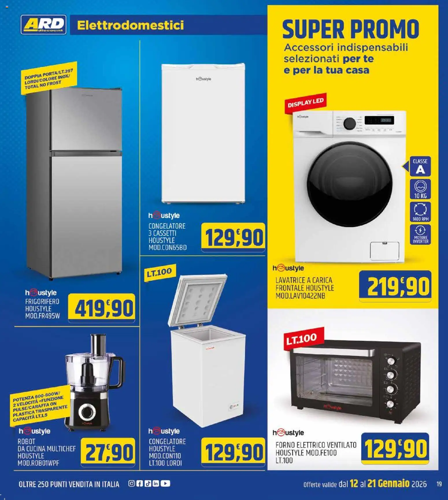 Volantino ARD Discount del 12.01.2026 | Pagina: 19 | Prodotti: Lavatrice, Frigorifero, Forno, Robot da cucina
