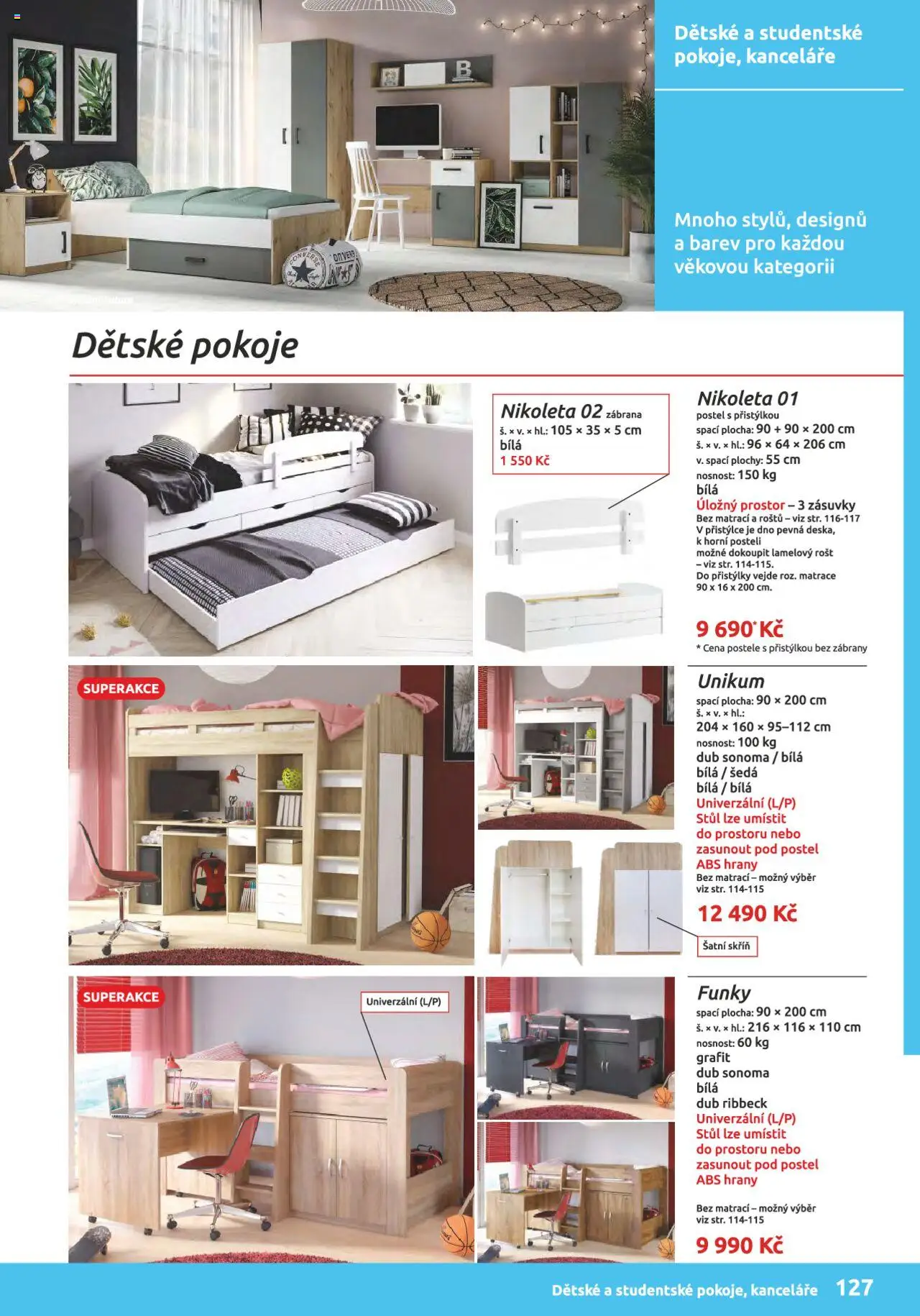 ORFA nábytek katalog 2024-2025 od 15.08.2024 | Strana: 127 | Produkty: Postel, Matrace, Rošt, Skříň