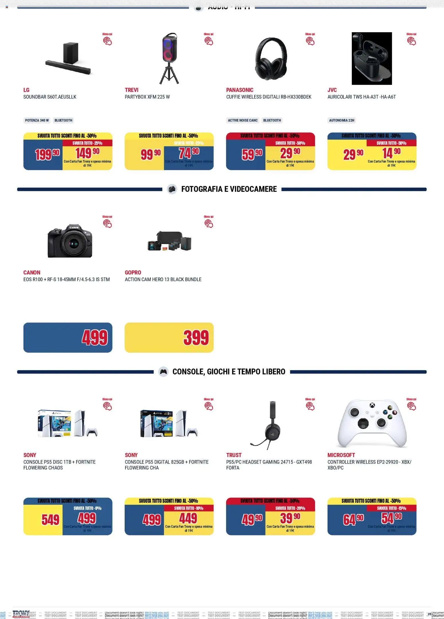 Volantino Trony del 15.01.2026 | Pagina: 9 | Prodotti: Auricolari, Action cam, Cuffie, Fan