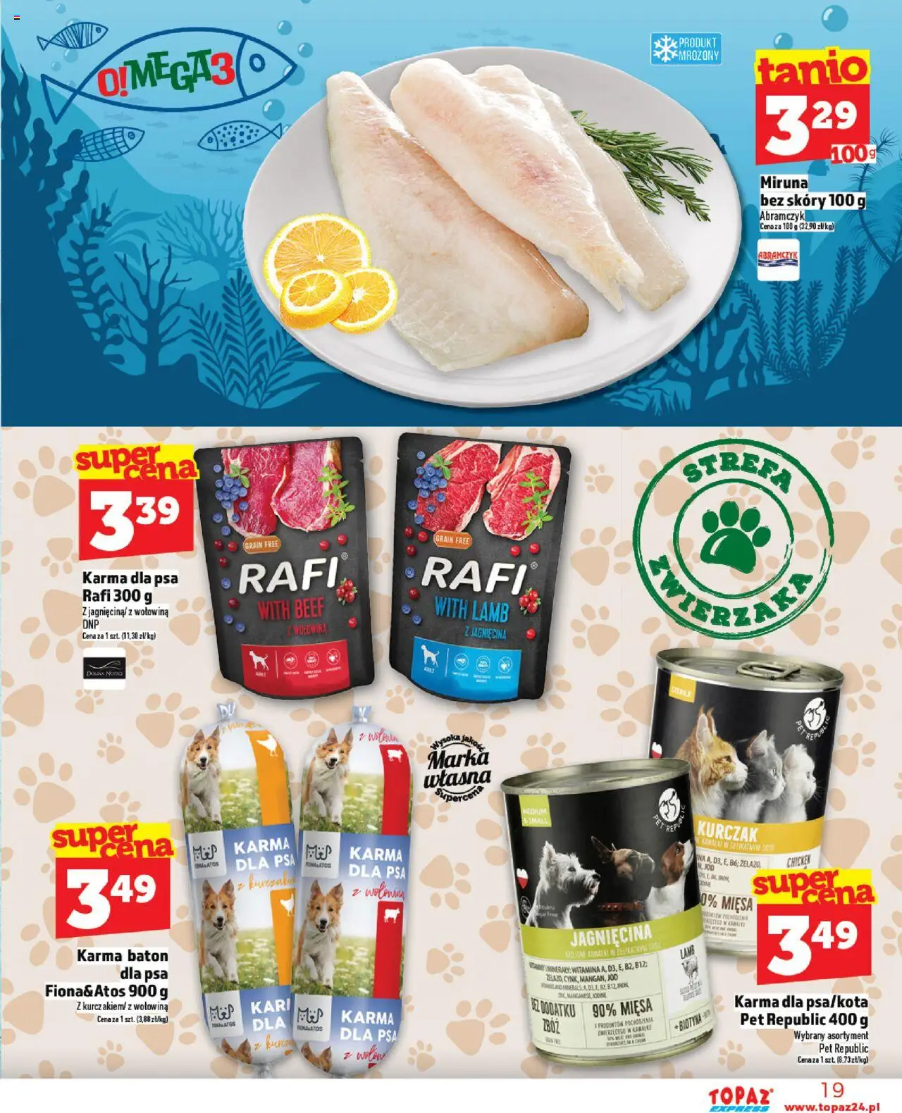 Topaz Gazetka - Express od 07.08.2025 | Strona: 19 | Produkty: Kurczak, Miruna, Jagnięcina, Wołowina