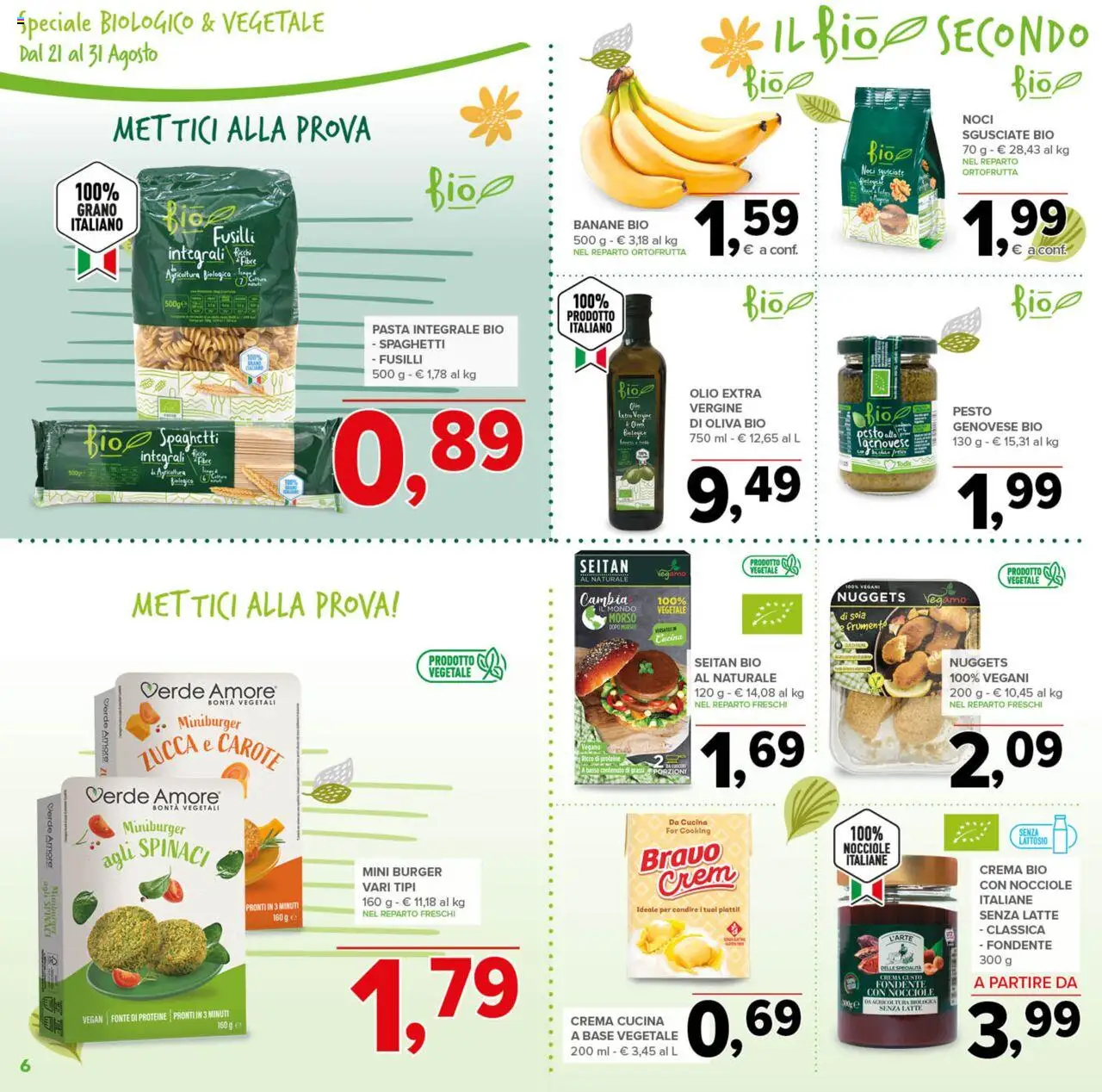 Volantino Todis del 21.08.2025 | Pagina: 6 | Prodotti: Crema, Nocciole, Fusilli, Seitan