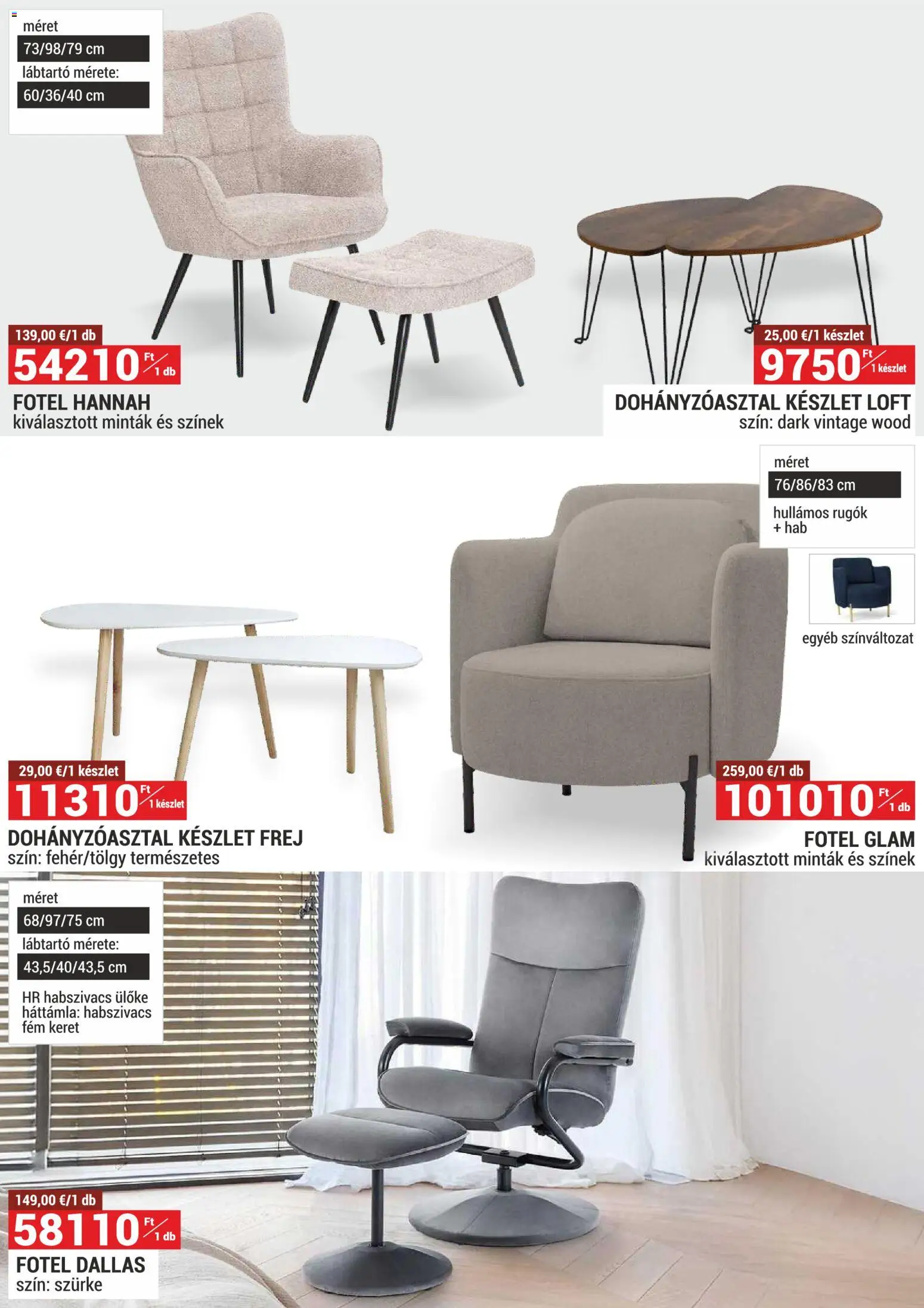 Merkury Market akciós ujság - amely érvényes a következő dátumtól: 01.02.2026 | Oldal: 7 | Termékek: Fotel, Ülőke, Dohányzóasztal, Lábtartó