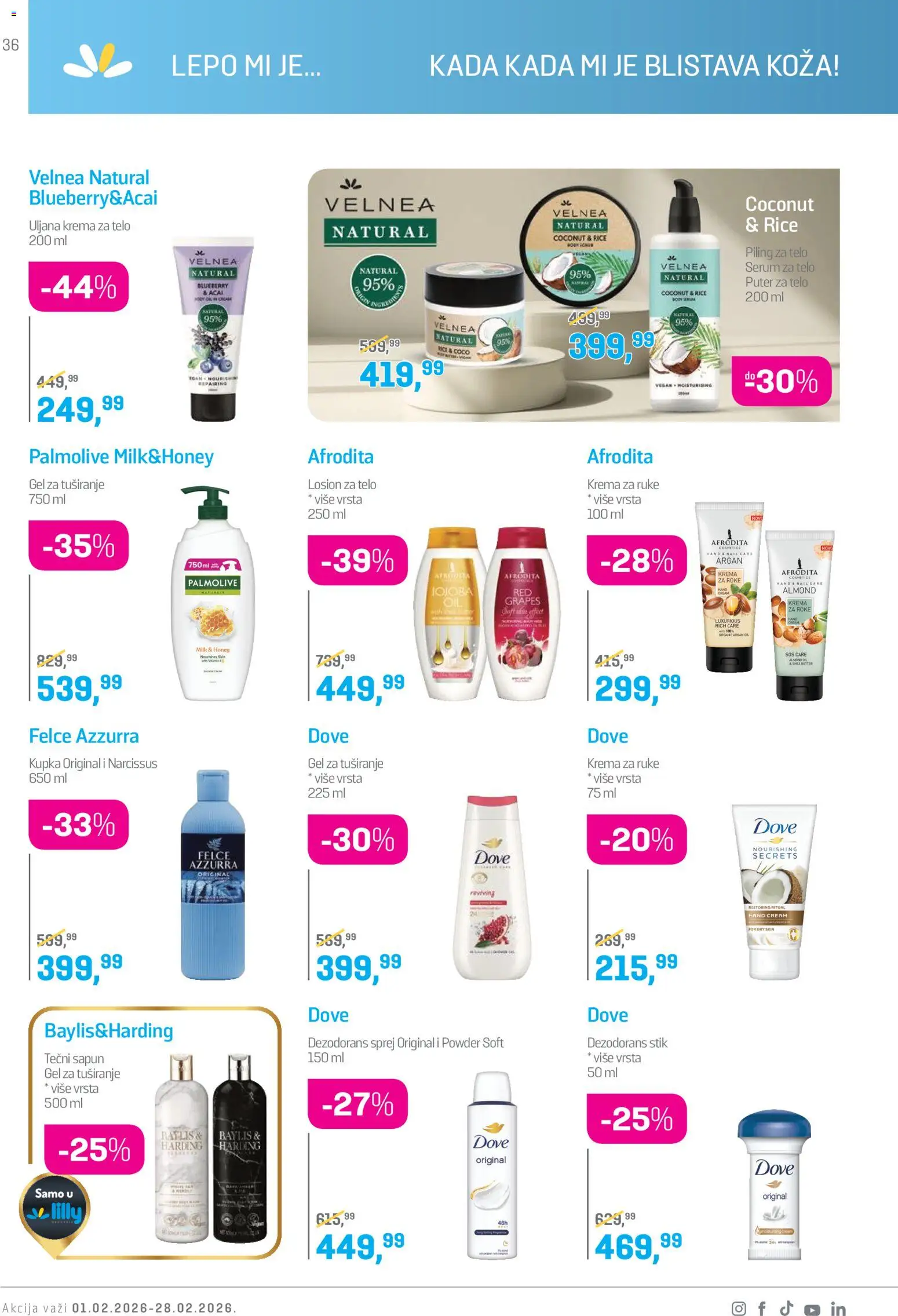 Lilly drogerie katalog - važi od 01.02.2026 | Strana: 36 | Proizvode: Tečni sapun, Palmolive, Krema, Krema za ruke