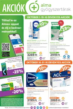 Alma Gyógyszertárak Akciós újság - amely érvényes a következő dátumtól: 01.10.2025