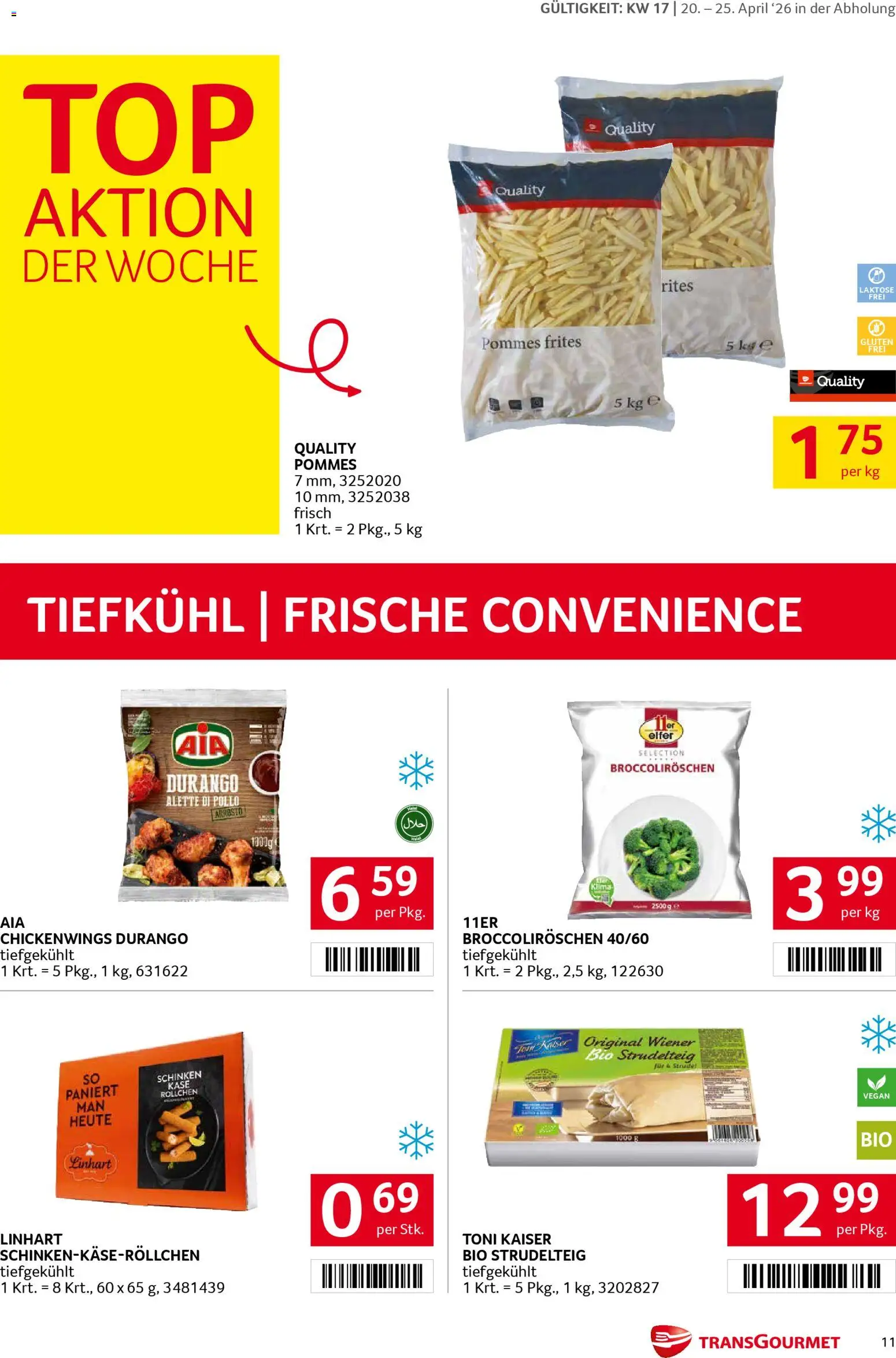 Transgourmet Flugblatt gültig ab 20.04.2026 | Seite: 11 | Produkte: Käse, Schinken