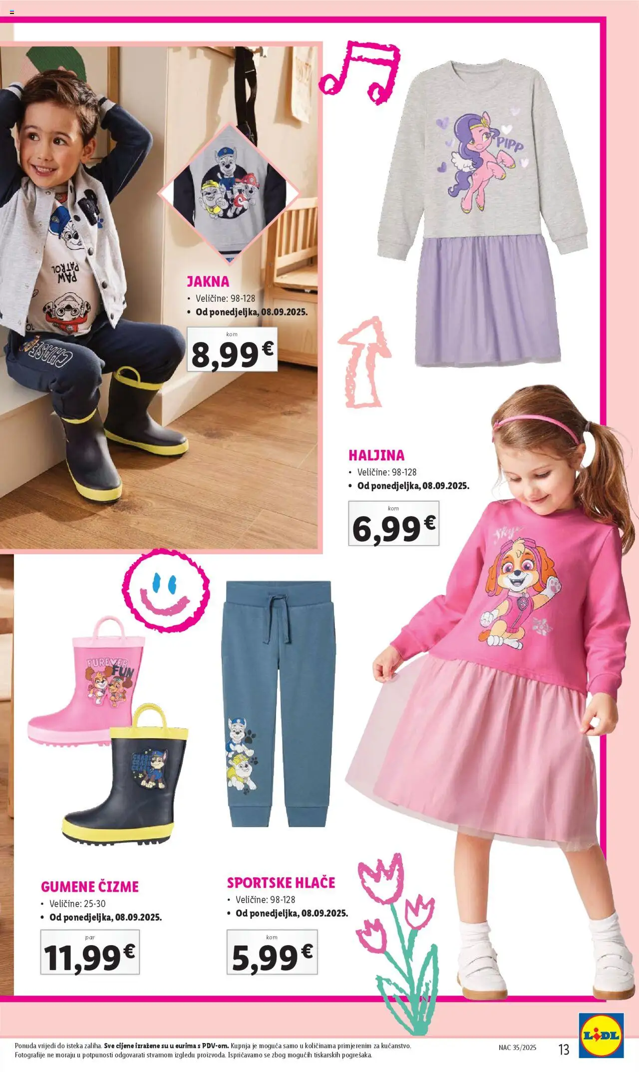 Lidl katalog | vrijedi od 01.08.2025 | Stranica: 13 | Proizvodi: Jakna, Hlače, Čizme, Gumene čizme