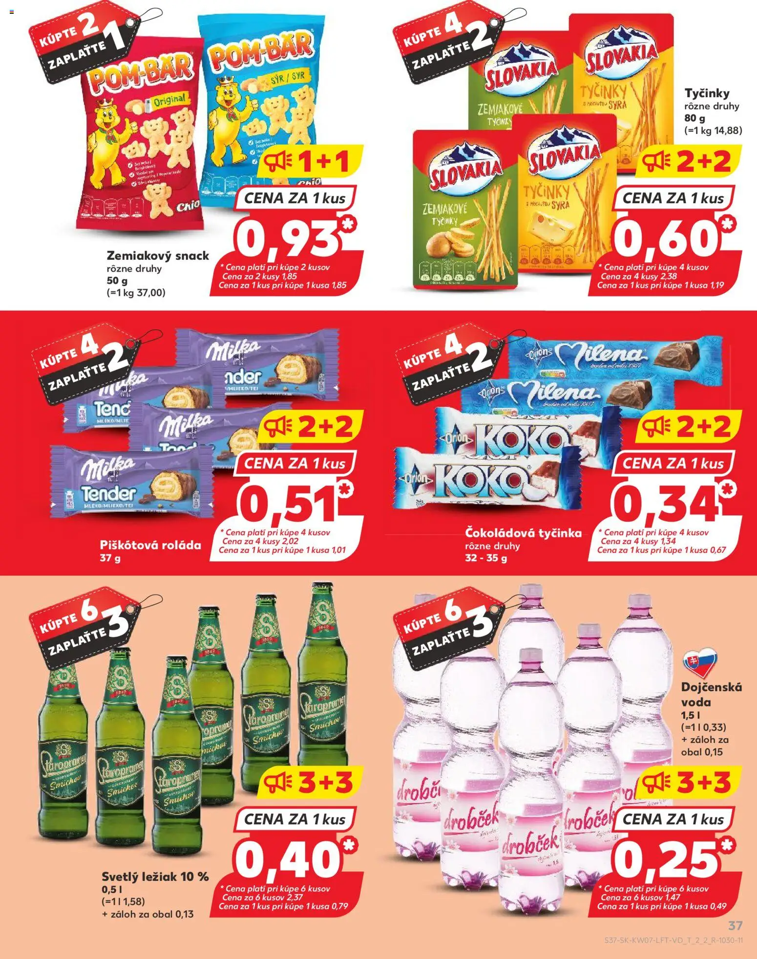 Nové Kaufland akcie – leták je platný od 12.02.2026 | Strana: 37 | Produkty: Staropramen, Milka, Voda
