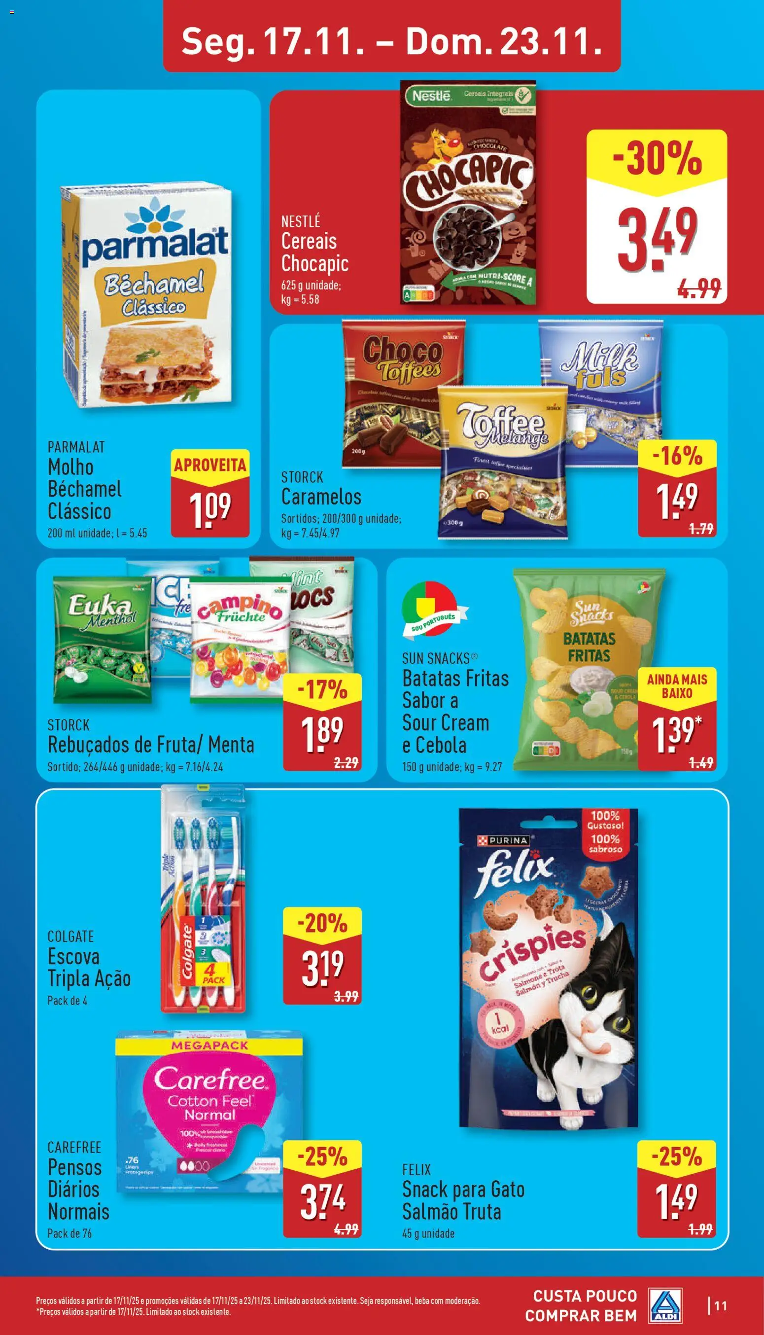Aldi folheto │ válido de 17.11.2025 | Página: 11 | Produtos: Rebuçados, Cebola, Salmão, Cereais
