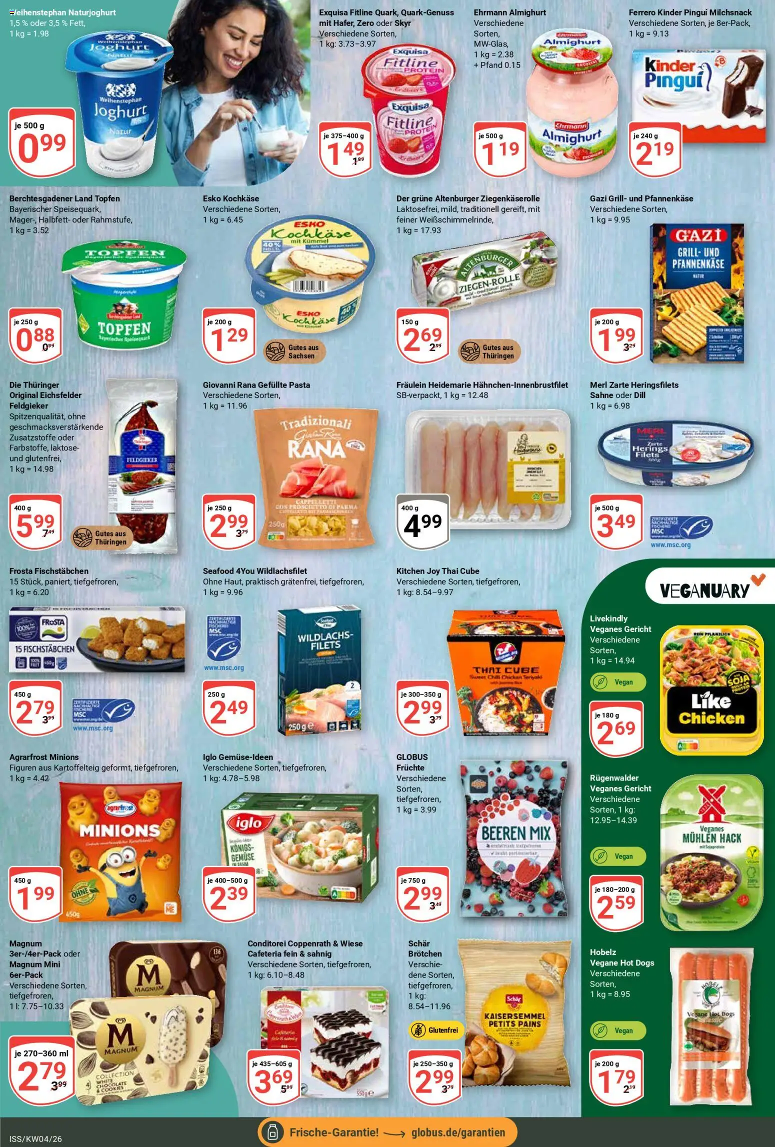Globus Prospekt 	 – gültig ab 19.01.2026 | Seite: 9 | Produkte: Joghurt, Frosta, Exquisa, Fischstabchen