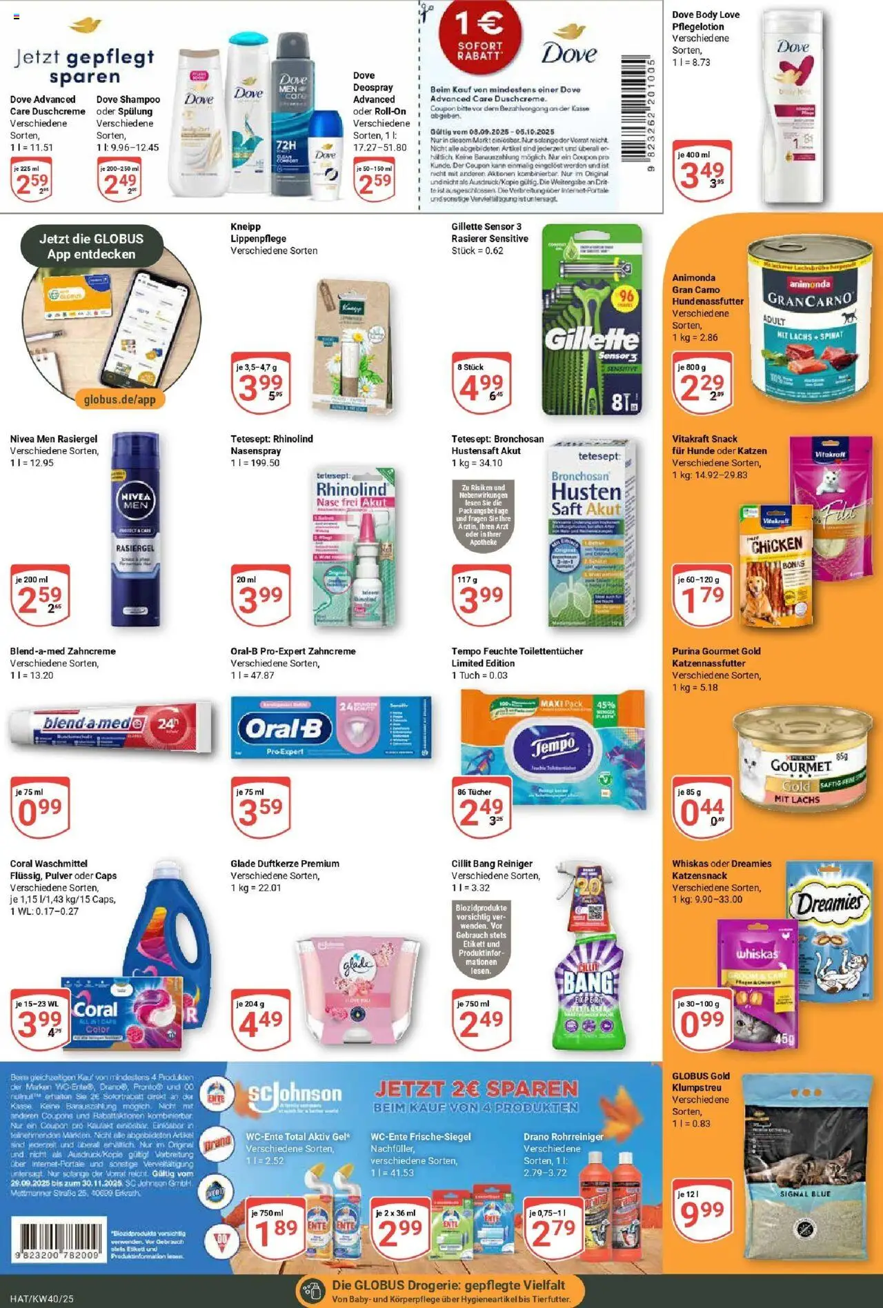 Globus prospekt Hattersheim	 – gültig ab 28.09.2025 | Seite: 20 | Produkte: Spülung, Duschcreme, Purina gourmet gold, Ente