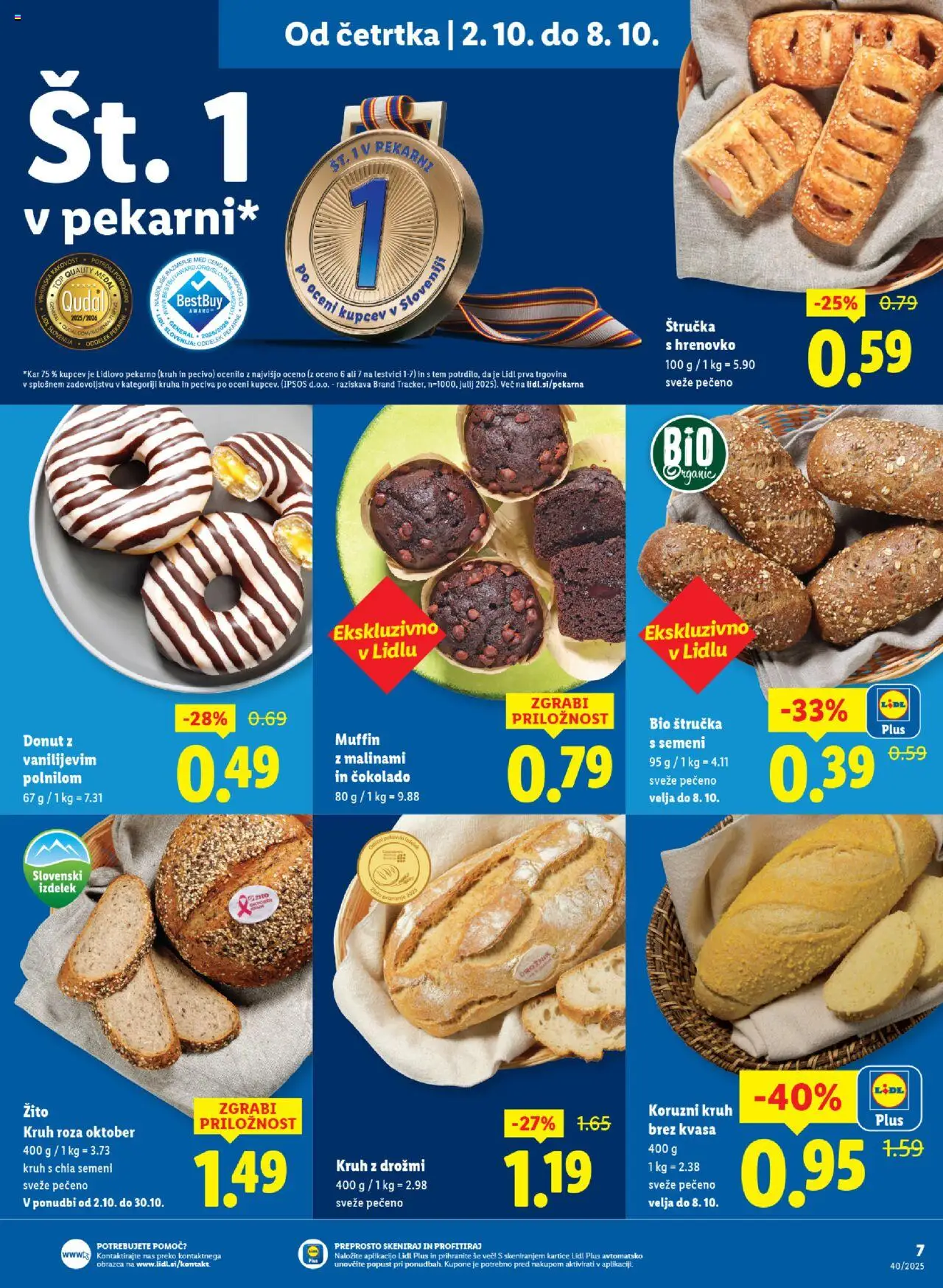 Novi Lidl katalog ponudbe – veljaven od 02.10.2025 | Stran: 7 | Izdelki: Štručka, Kruh