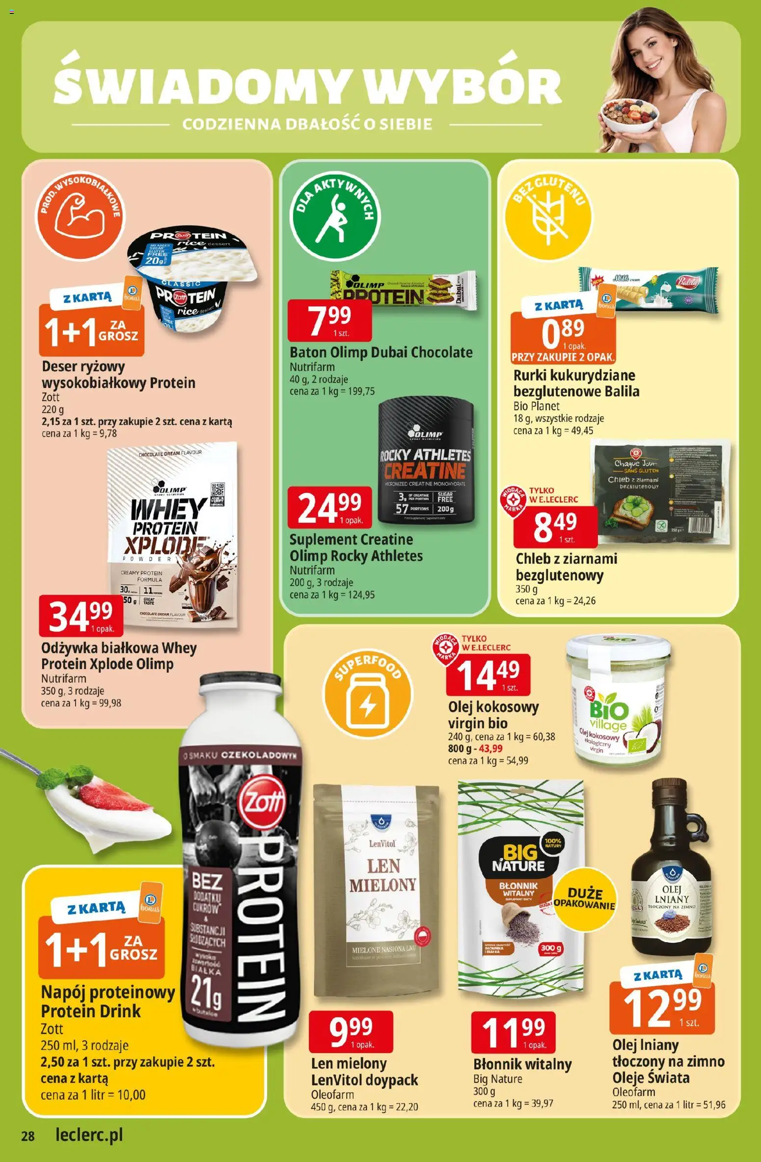 E.Leclerc gazetka - Radom od 08.04.2026 | Strona: 28 | Produkty: Karta, Błonnik witalny, Baton, Odżywka