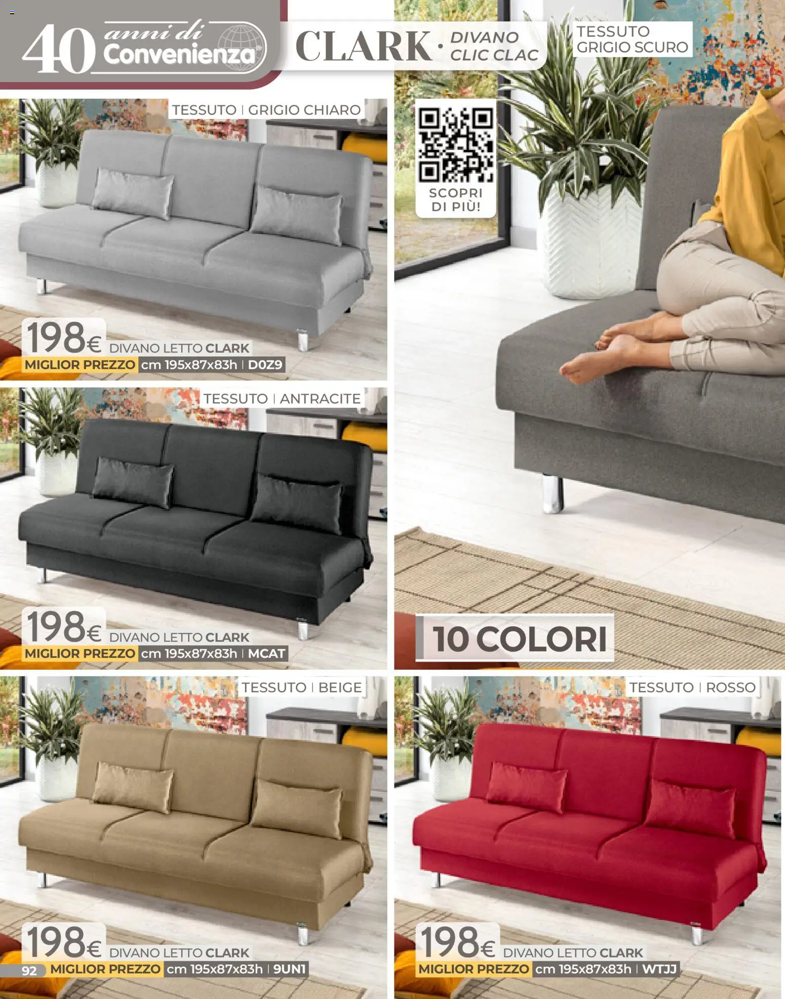 Volantino Mondo Convenienza del 04.01.2026 | Pagina: 92 | Prodotti: Divano letto, Letto, Divano