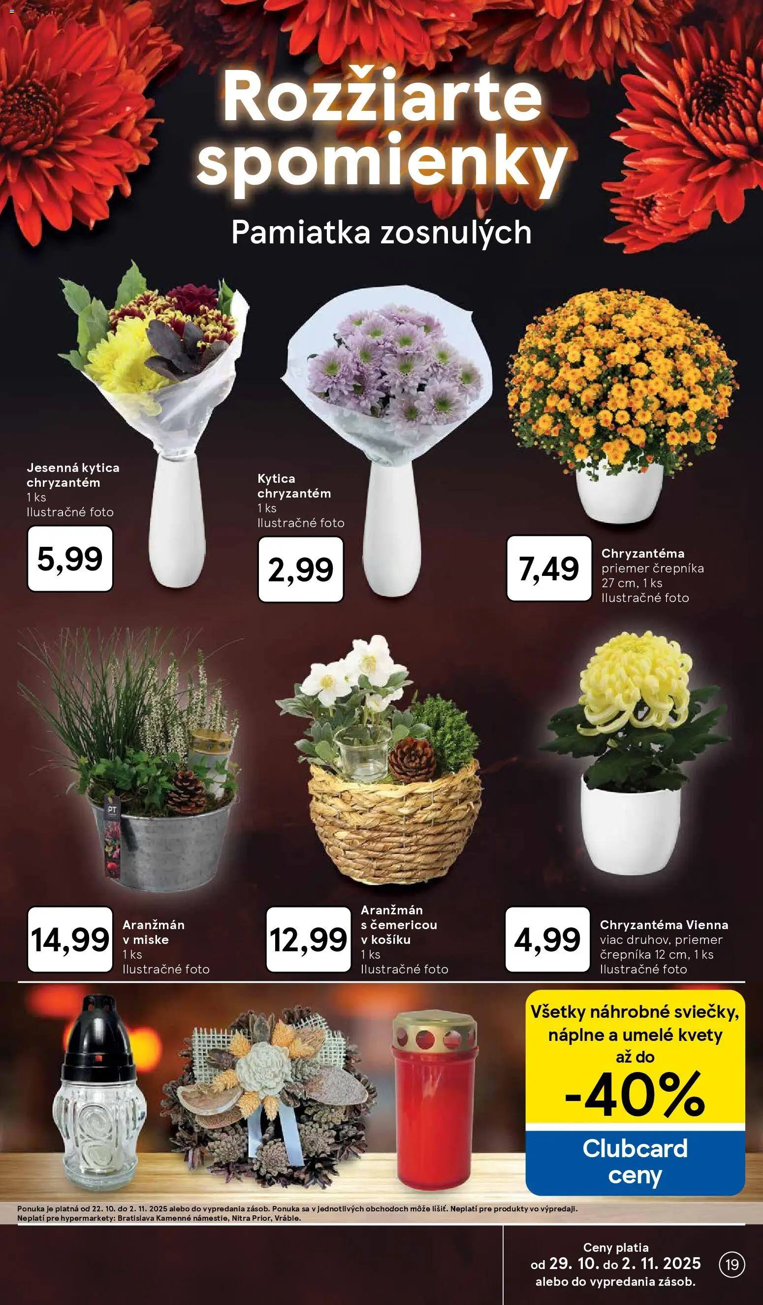 Nové Tesco akcie – leták je platný od 29.10.2025 | Strana: 19 | Produkty: Kvety