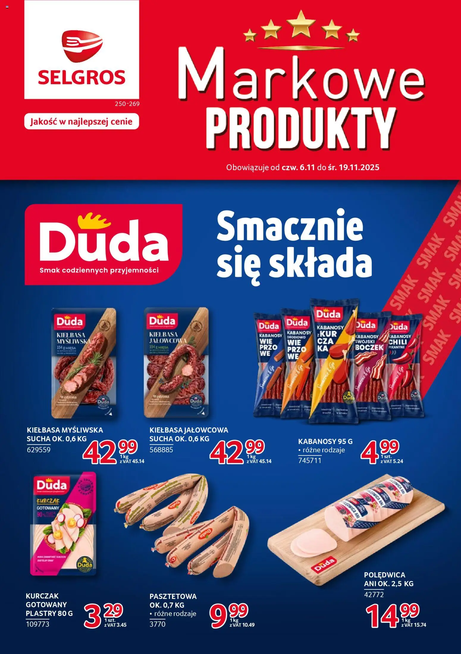 Selgros cash&carry Gazetka - Markowe produkty od 06.11.2025 | Strona: 1 | Produkty: Kiełbasa, Myśliwska, Kabanosy, Boczek