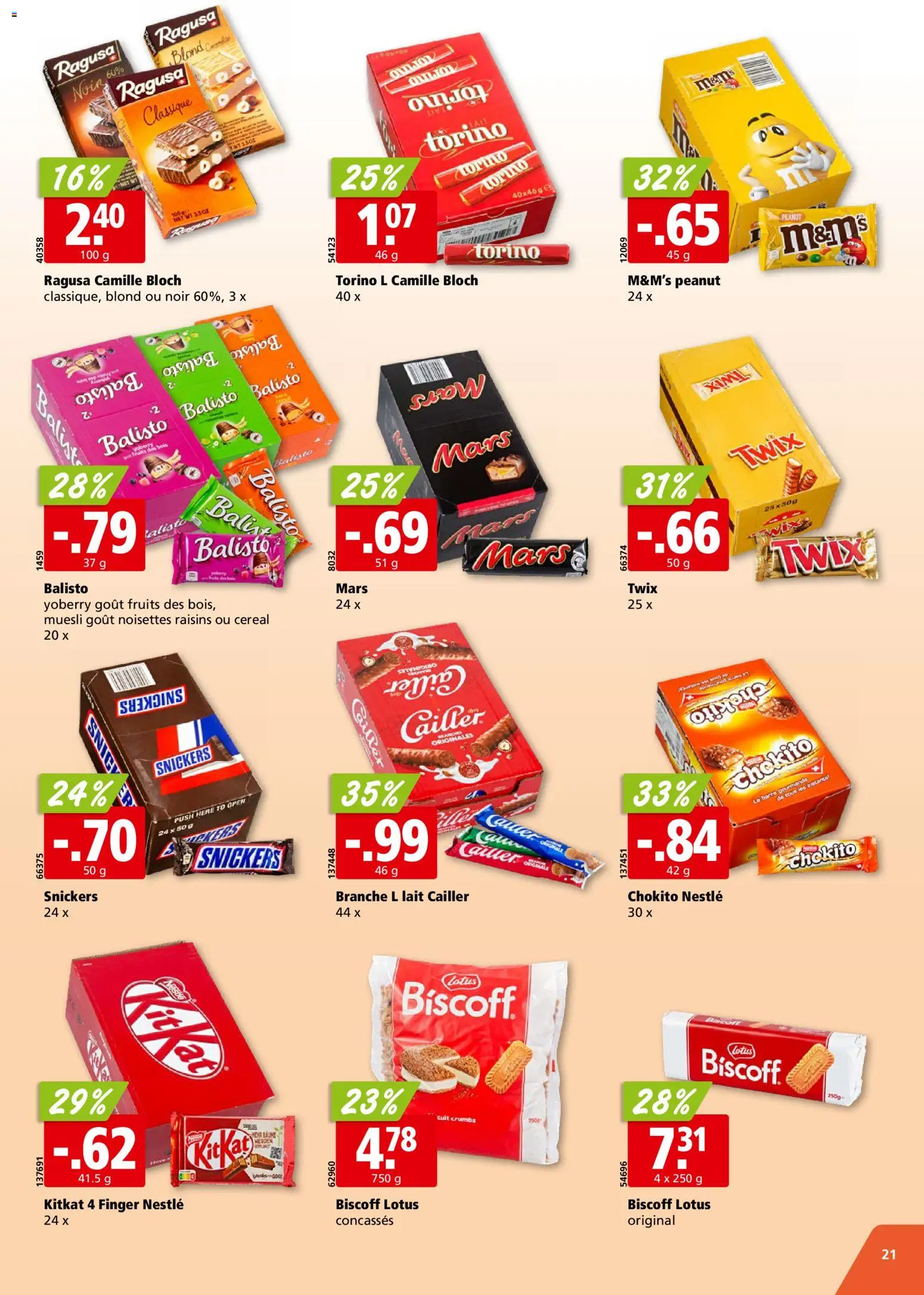 Aligro Aktionen Chavannes, Matran, Genève, Sion – gültig ab 08.12.2025 | Seite: 21 | Produkte: Snickers, Mars, Twix