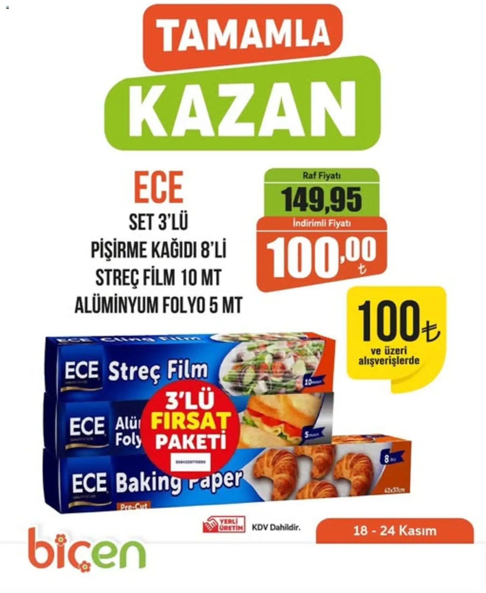 Biçen Market - Tamamla Kazan - 18.11.2025 tarihinden itibaren geçerlidir | Sayfa: 1 | Ürünler: Raf