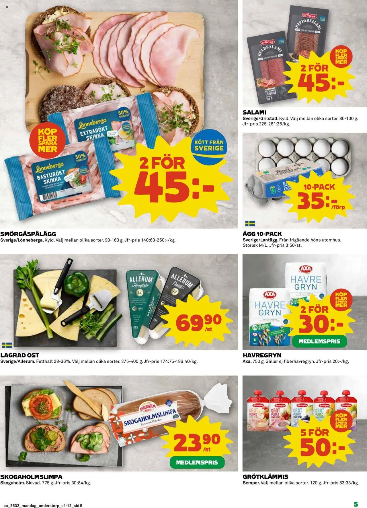Coop reklamblad aktuell från 04.08.2025 | Sida: 5 | Produkter: Galler, Smörgåspålägg, Salami, Skinka