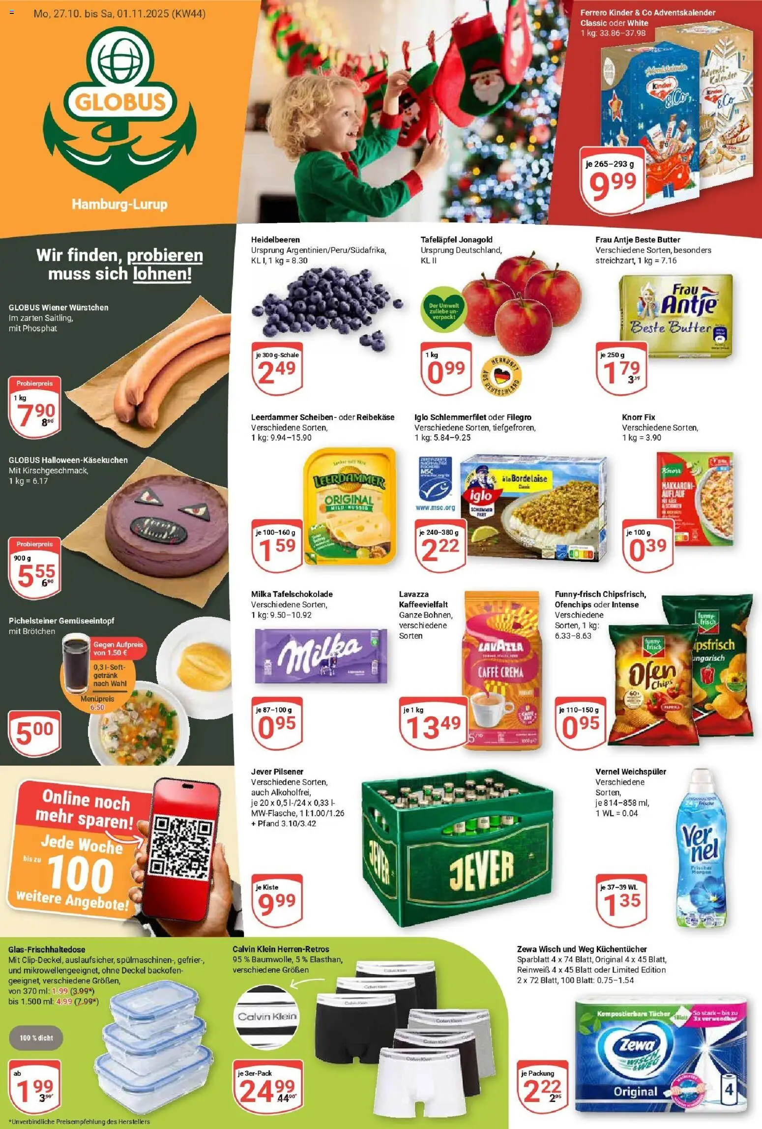 Globus prospekt Hamburg	 – gültig ab 26.10.2025 | Seite: 3 | Produkte: Milka, Leerdammer, Heidelbeeren, Backofen