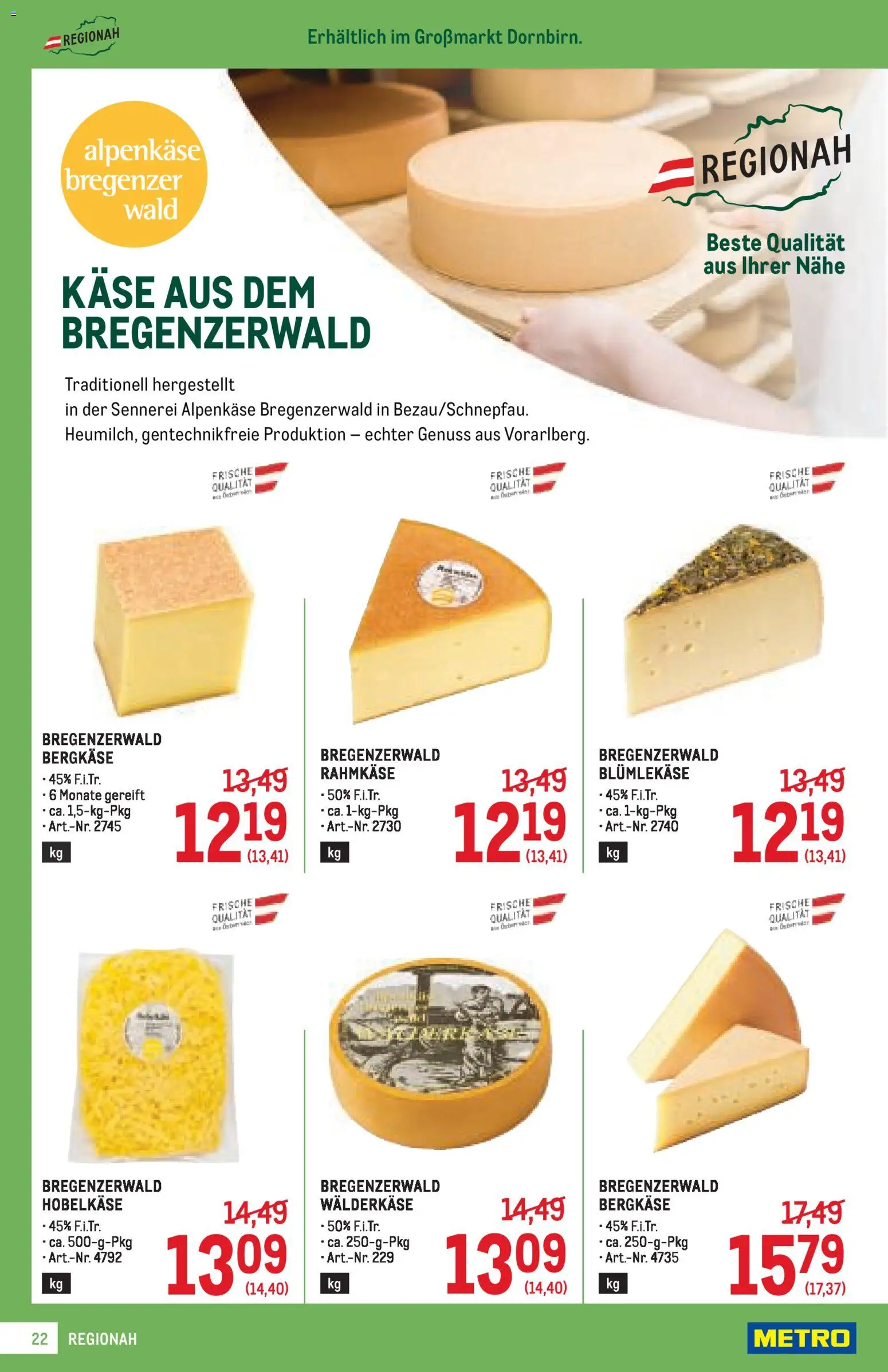 Metro Profi gültig ab 22.01.2026 | Seite: 22 | Produkte: Käse