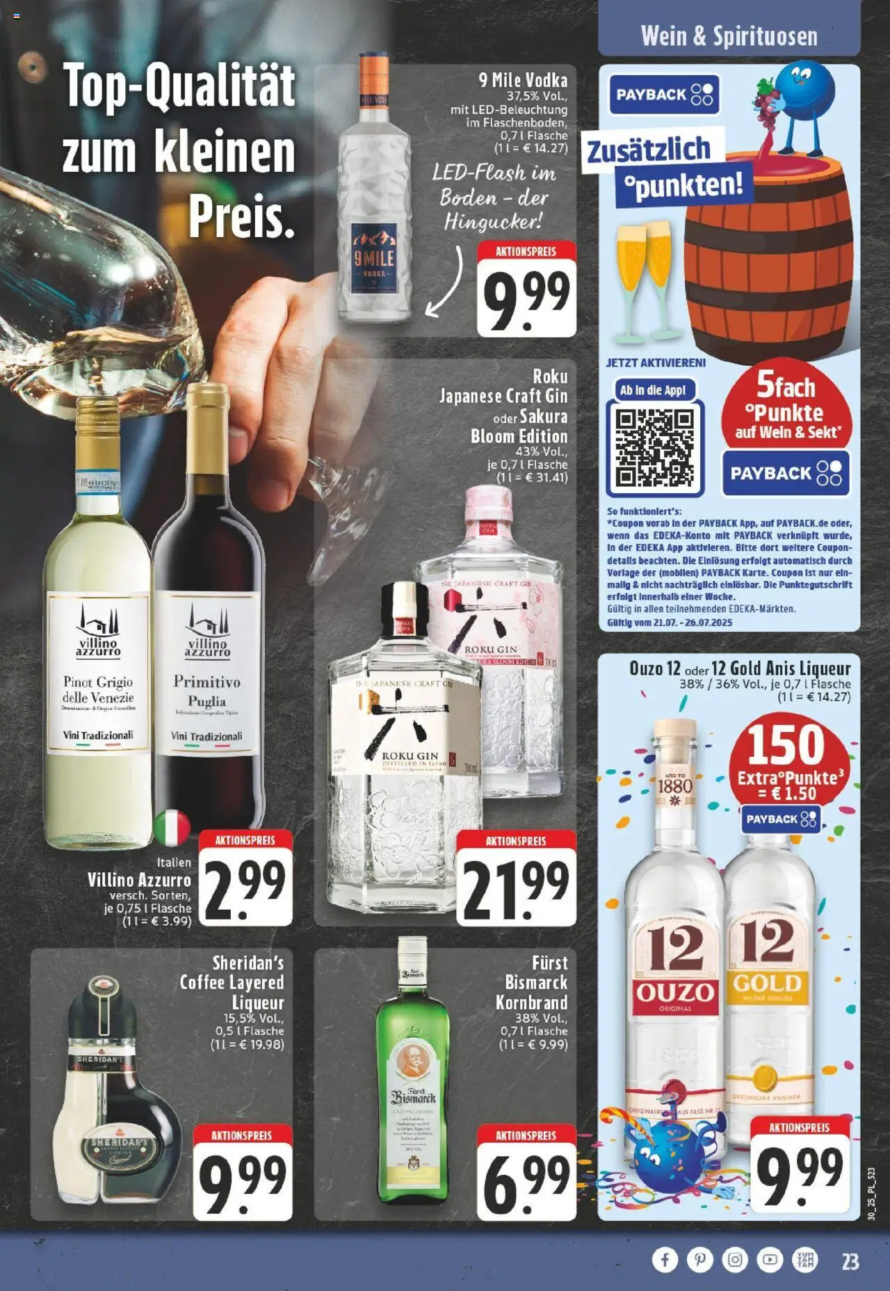 Edeka prospekt Bocholt - Holtwick	 - gültig ab dem 20.07.2025 | Seite: 23 | Produkte: Ouzo, Wein, Vodka, Gin