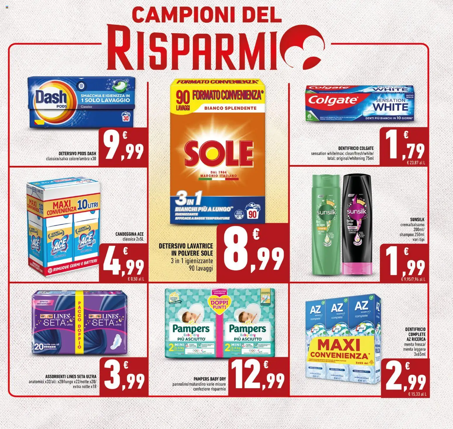 Volantino Conad del 11.02.2026 | Pagina: 3 | Prodotti: Dentifricio, Lavatrice, Pampers, Menta