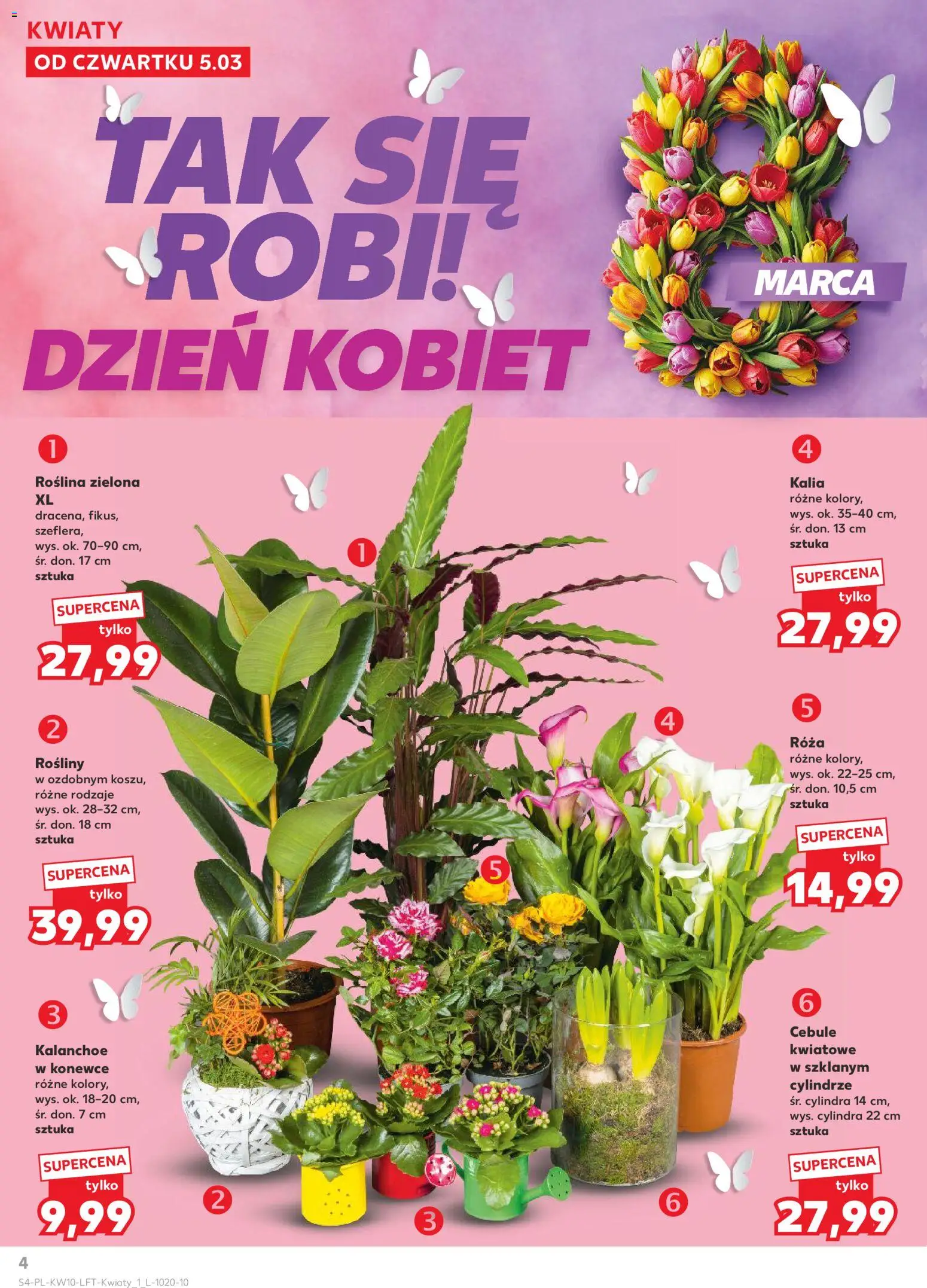 Kaufland gazetka od 05.03.2026 | Strona: 4 | Produkty: Rosliny, Kalanchoe, Kwiaty, Cebule