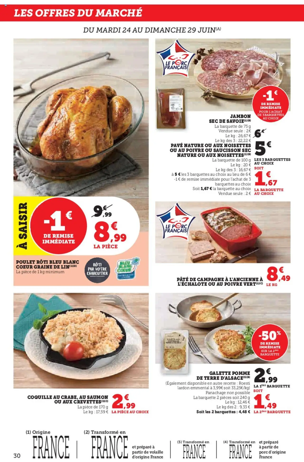  | Page: 30 | Produits: Saucisson, Pomme de terre, Emmental, Saumon