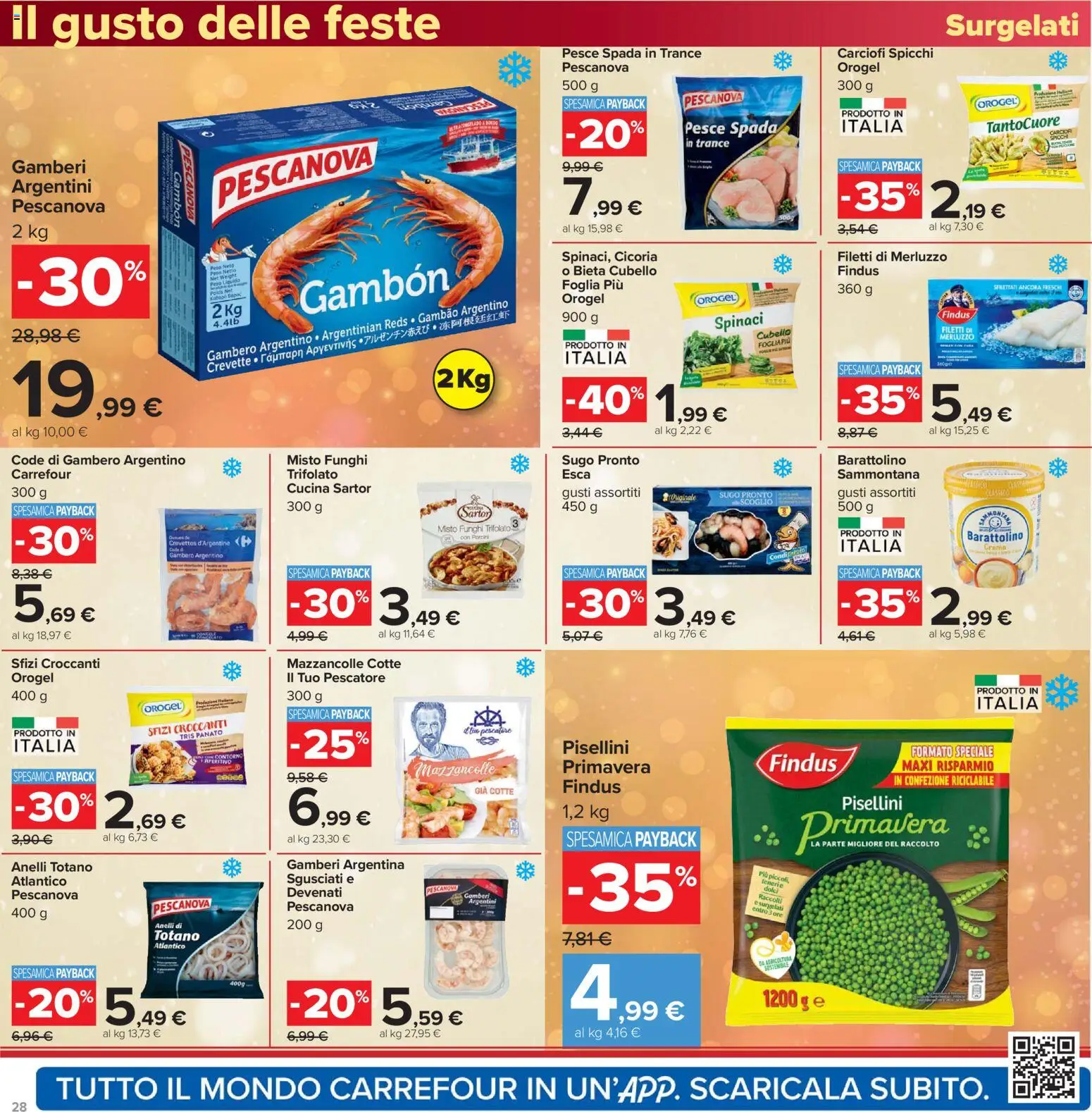 Volantino Carrefour del 16.12.2025 | Pagina: 28 | Prodotti: Pesce, Mazzancolle, Funghi, Sugo