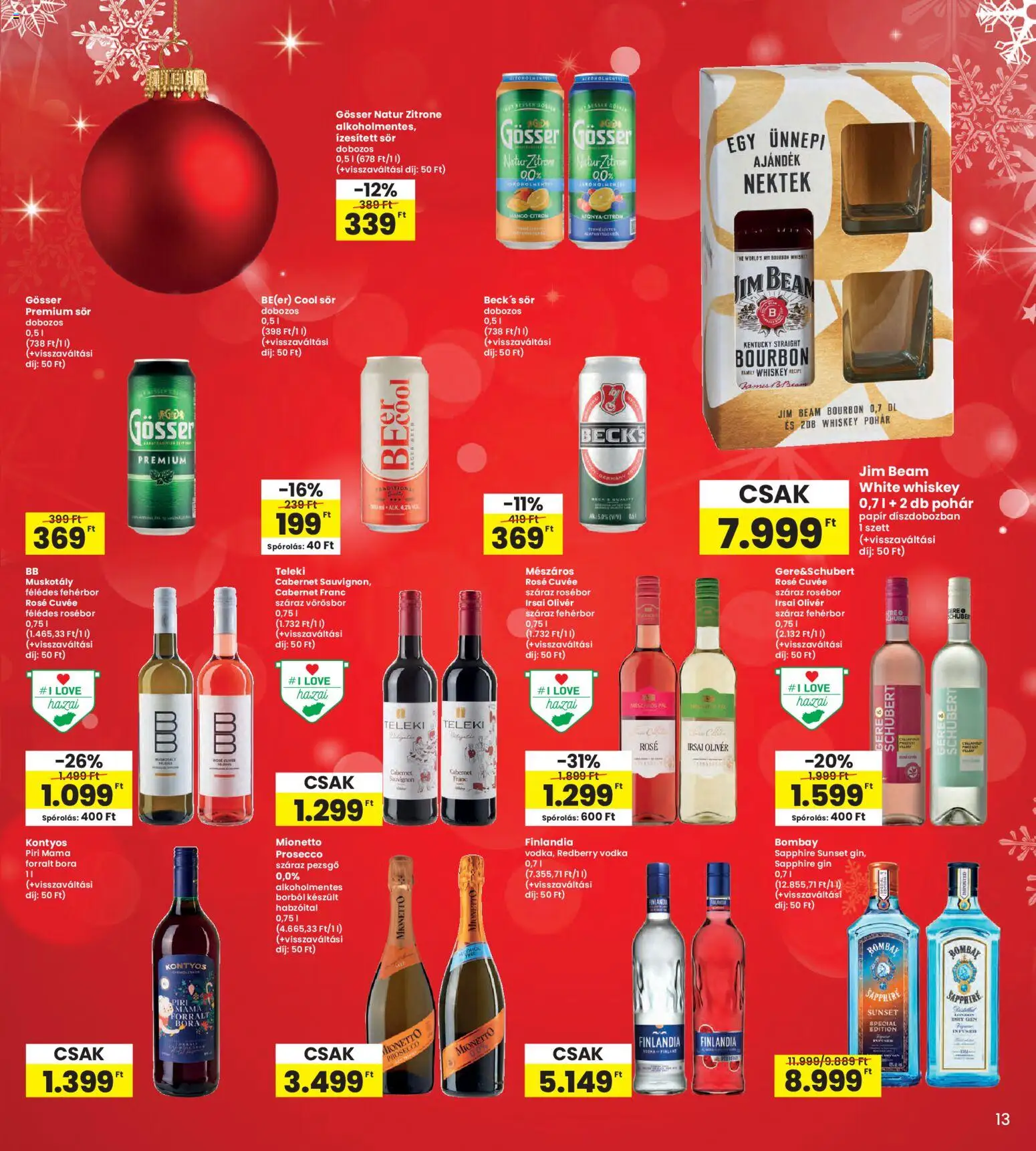 Interspar akciós ujság - amely érvényes a következő dátumtól: 27.11.2025 | Oldal: 13 | Termékek: Pezsgő, Gösser, Gin, Pohár
