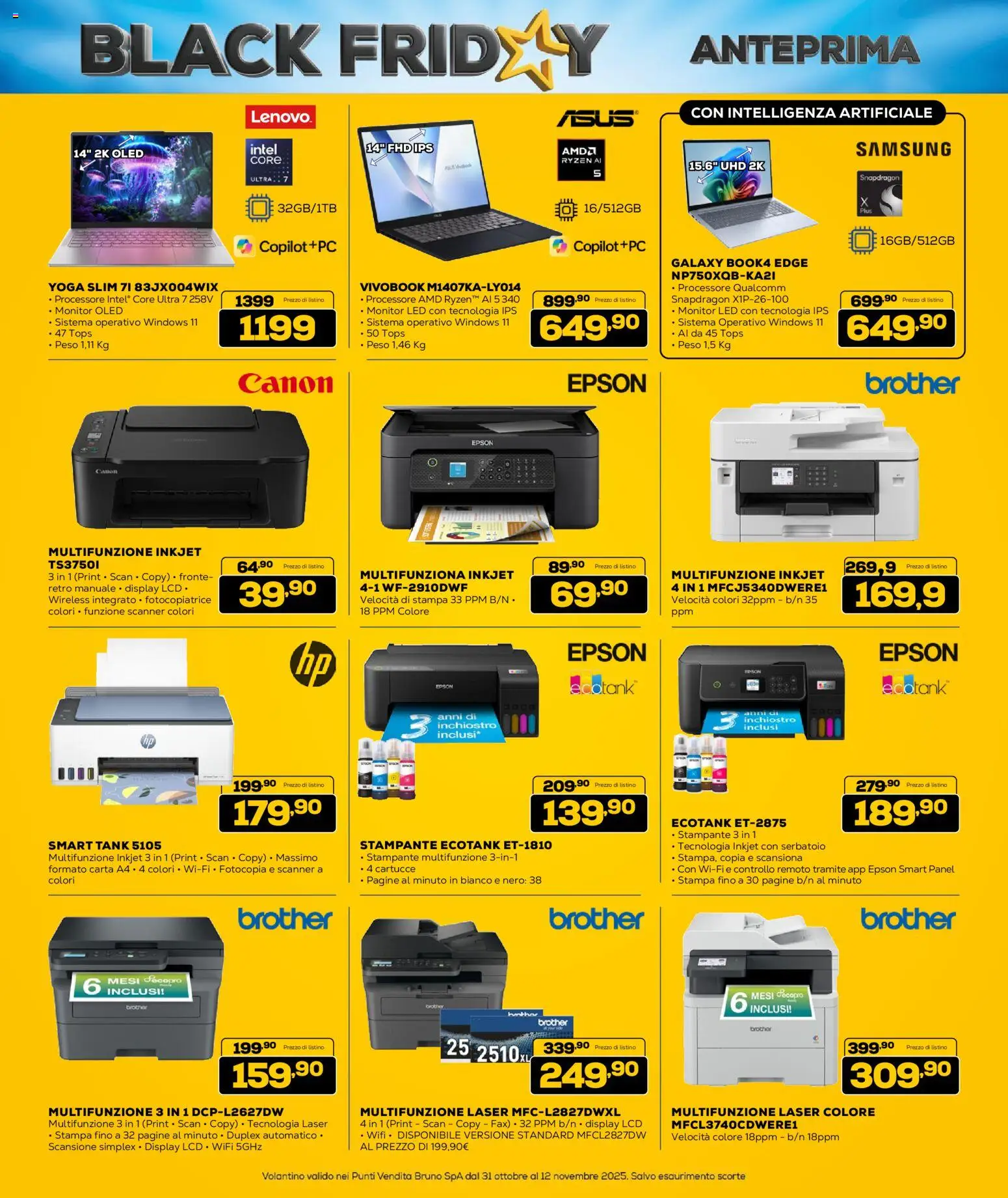 Volantino Euronics del 31.10.2025 | Pagina: 10 | Prodotti: Monitor, Stampante, Stampa, Samsung