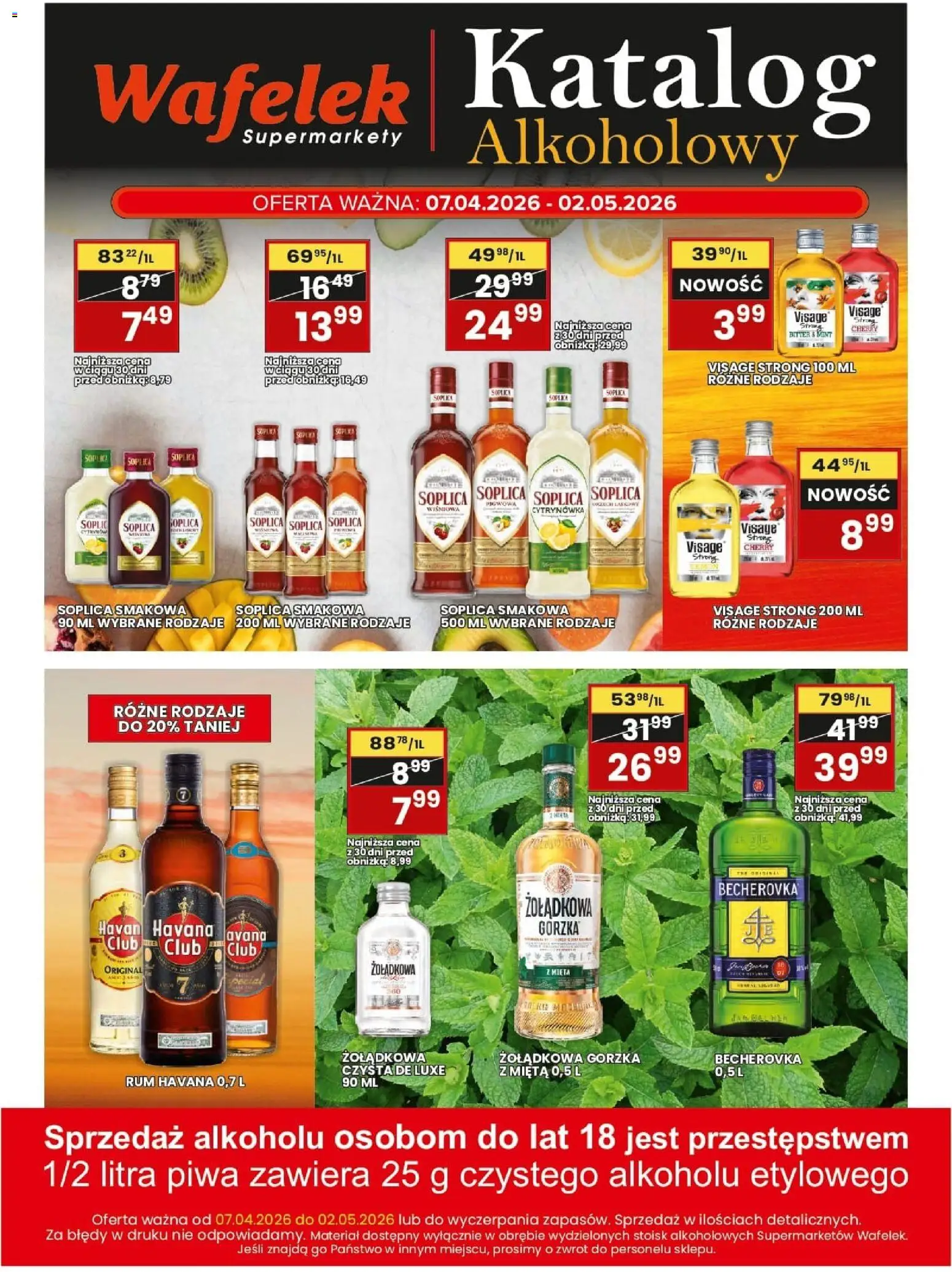 Wafelek gazetka alkoholowa od 07.04.2026 | Strona: 2 | Produkty: Mięta, Becherovka, Rum