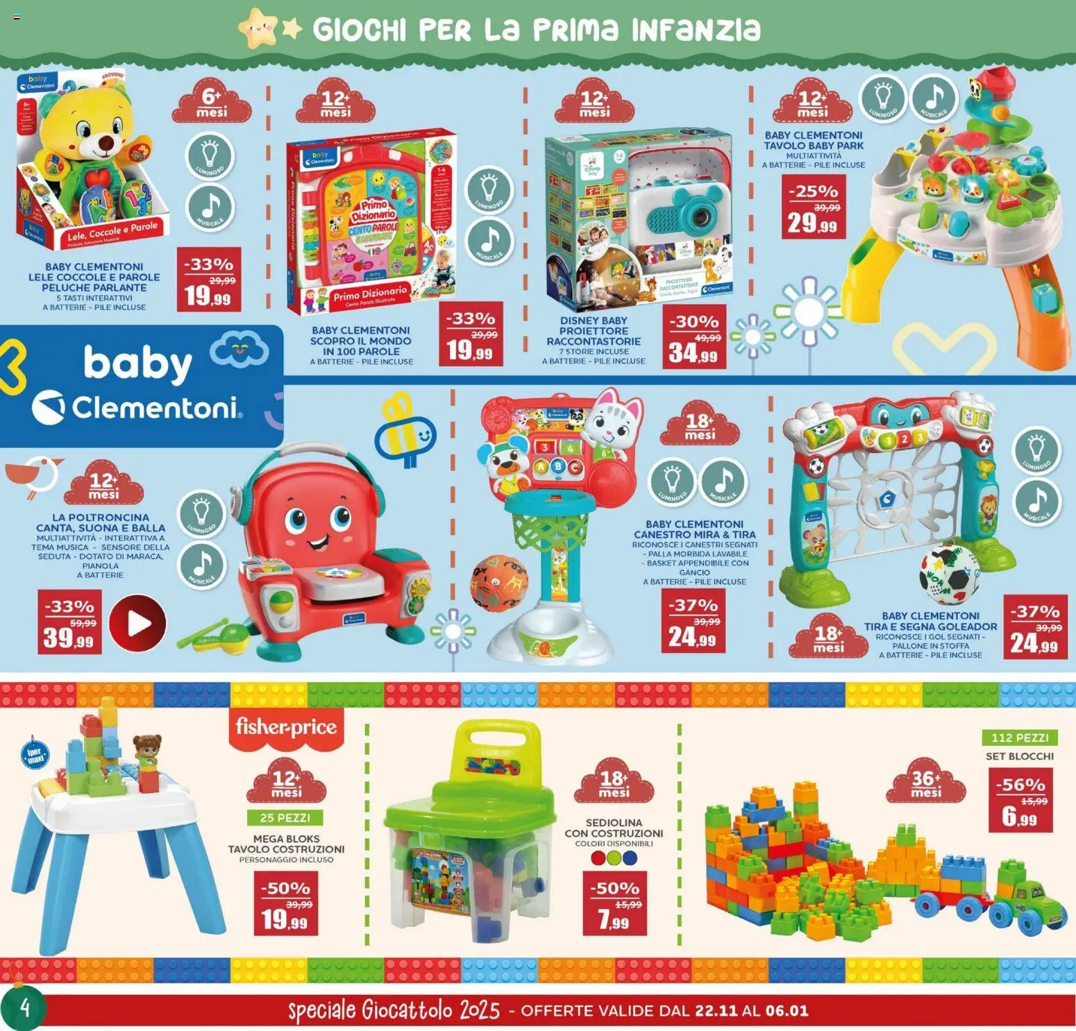 Volantino Happy Casa del 22.11.2025 | Pagina: 4 | Prodotti: Peluche, Pallone, Tavolo, Batterie