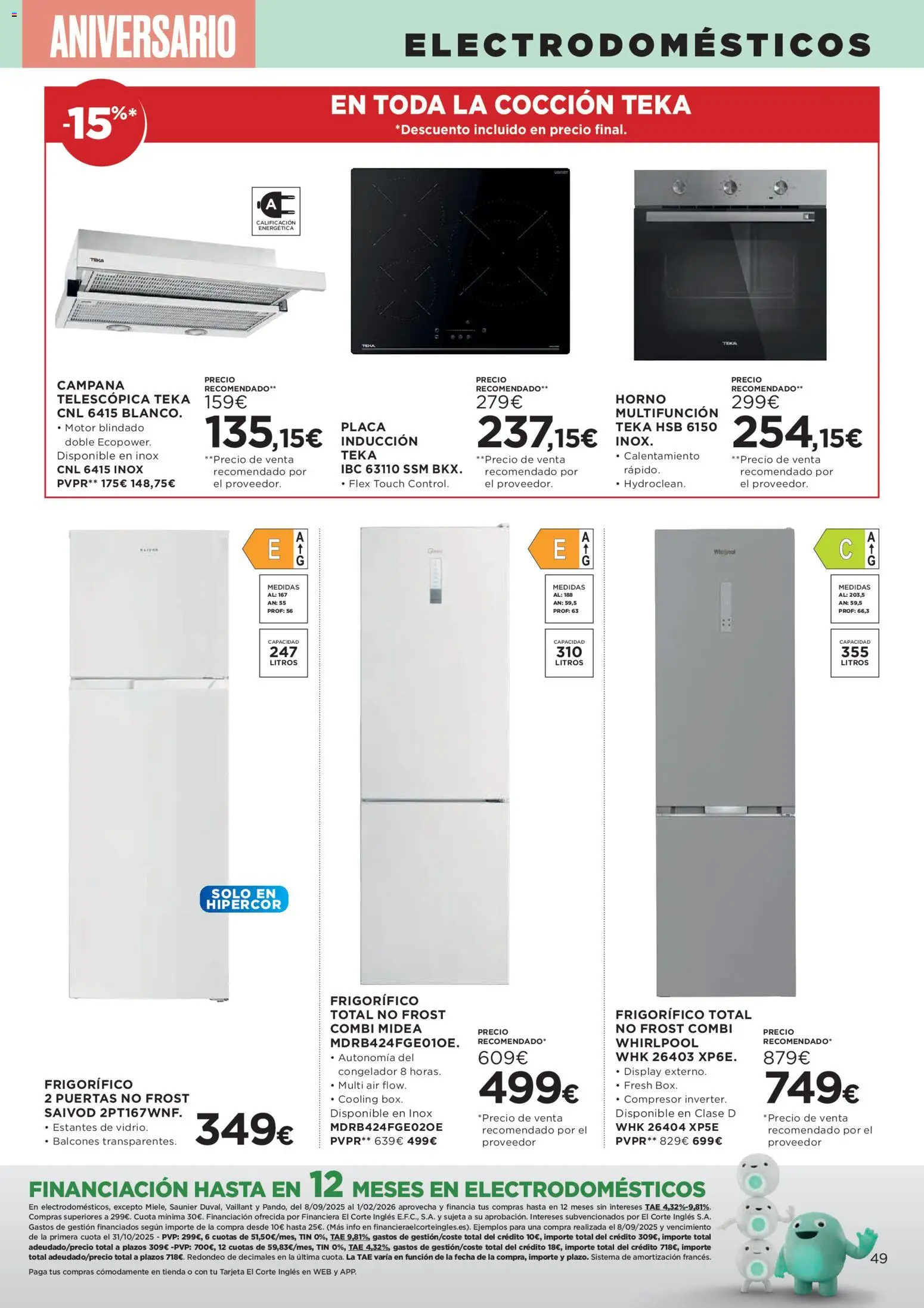 Hipercor catálogo │ válido desde el 23.10.2025 | Página: 62 | Productos: Congelador, Horno, Combi