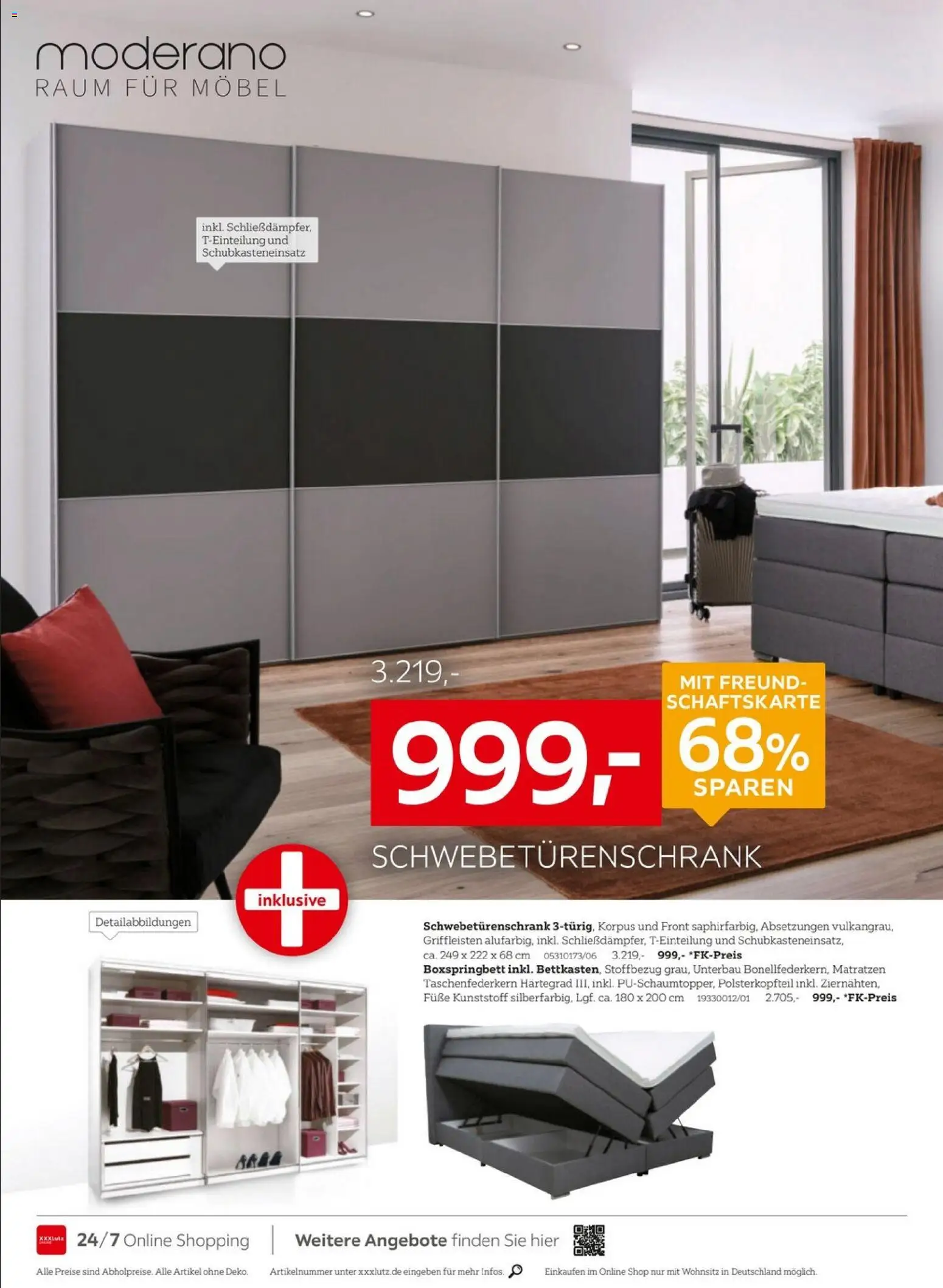 XXXLutz Nr. 1 beim Preis – gültig ab 04.04.2026 | Seite: 10 | Produkte: Schwebetürenschrank, Boxspringbett