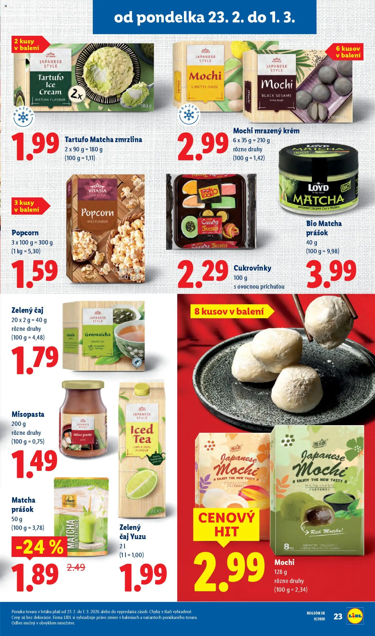 Nové Lidl akcie – leták je platný od 26.02.2026 | Strana: 63 | Produkty: Čaj, Zmrzlina, Krém, Sushi