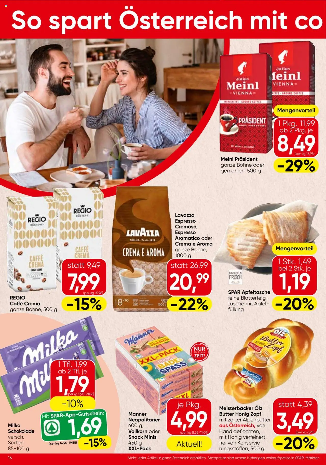 Spar Flugblatt - Salzburg gültig ab 31.07.2025 | Seite: 16 | Produkte: Tasche, Butter, Schokolade, Äpfel
