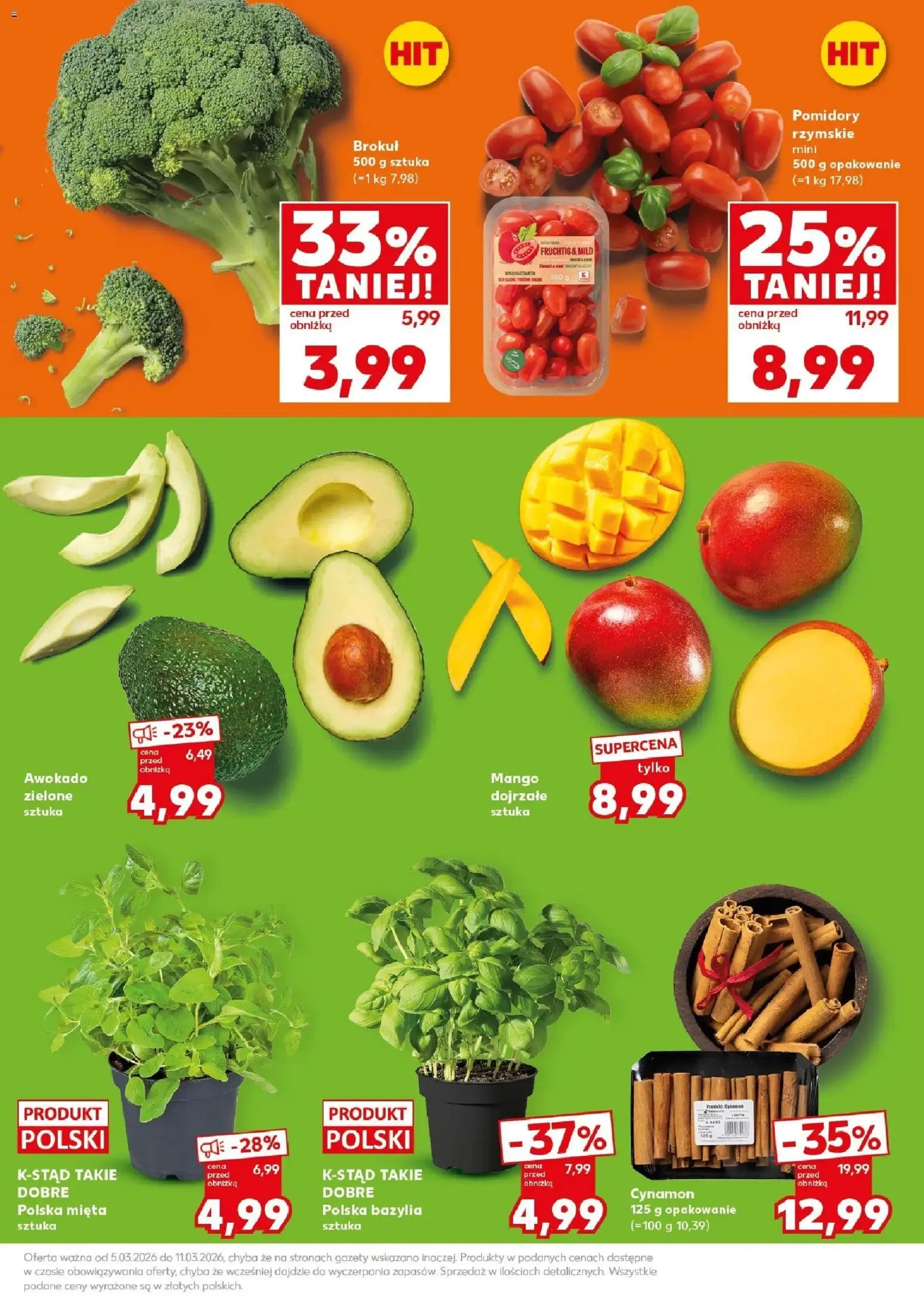 Kaufland gazetka - Mocny start od 09.03.2026 | Strona: 11 | Produkty: Mango, Cynamon, Mięta, Pomidory