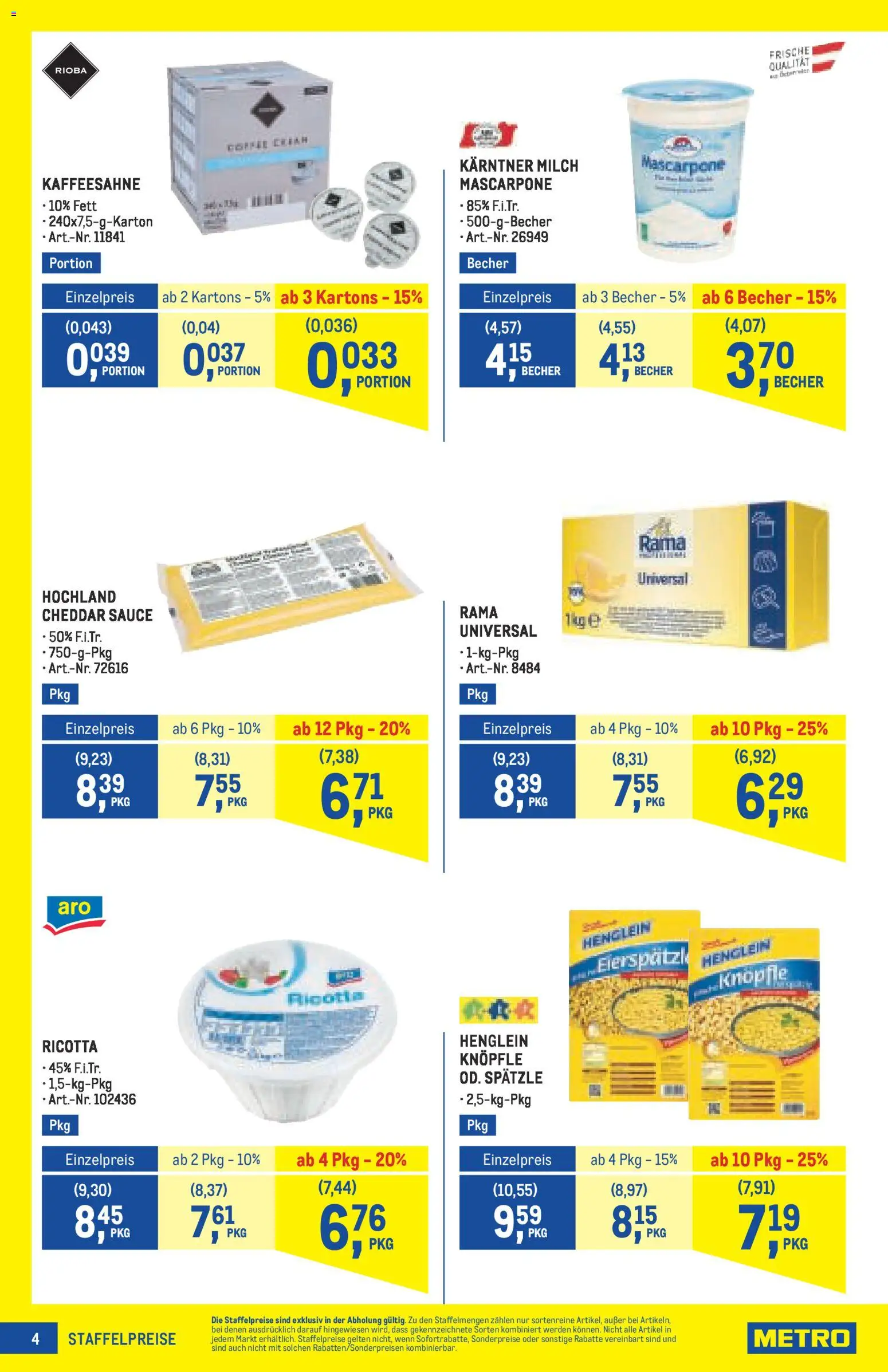 Metro angebote Profi gültig ab 27.11.2025 | Seite: 4 | Produkte: Milch
