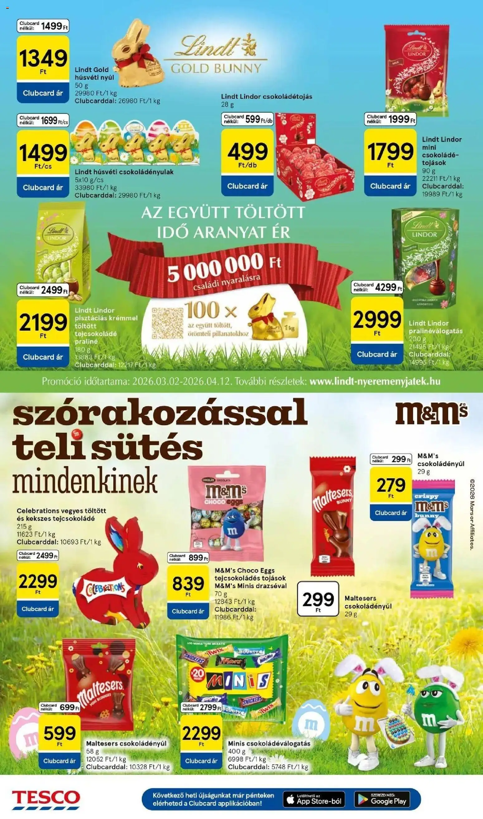 Tesco akciós ujság - amely érvényes a következő dátumtól: 26.03.2026 | Oldal: 24 | Termékek: Praliné, Tejcsokoládé, Snickers, Csokoládé
