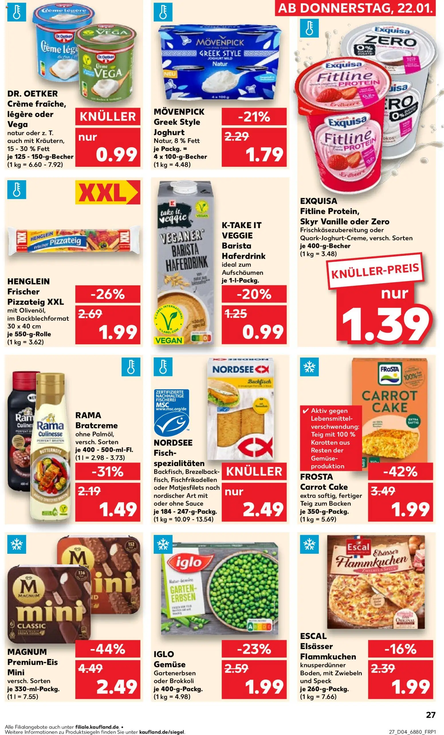 Kaufland prospekt Völklingen	 – gültig ab 22.01.2026 | Seite: 27 | Produkte: Creme, Exquisa, Fisch, Zwiebeln