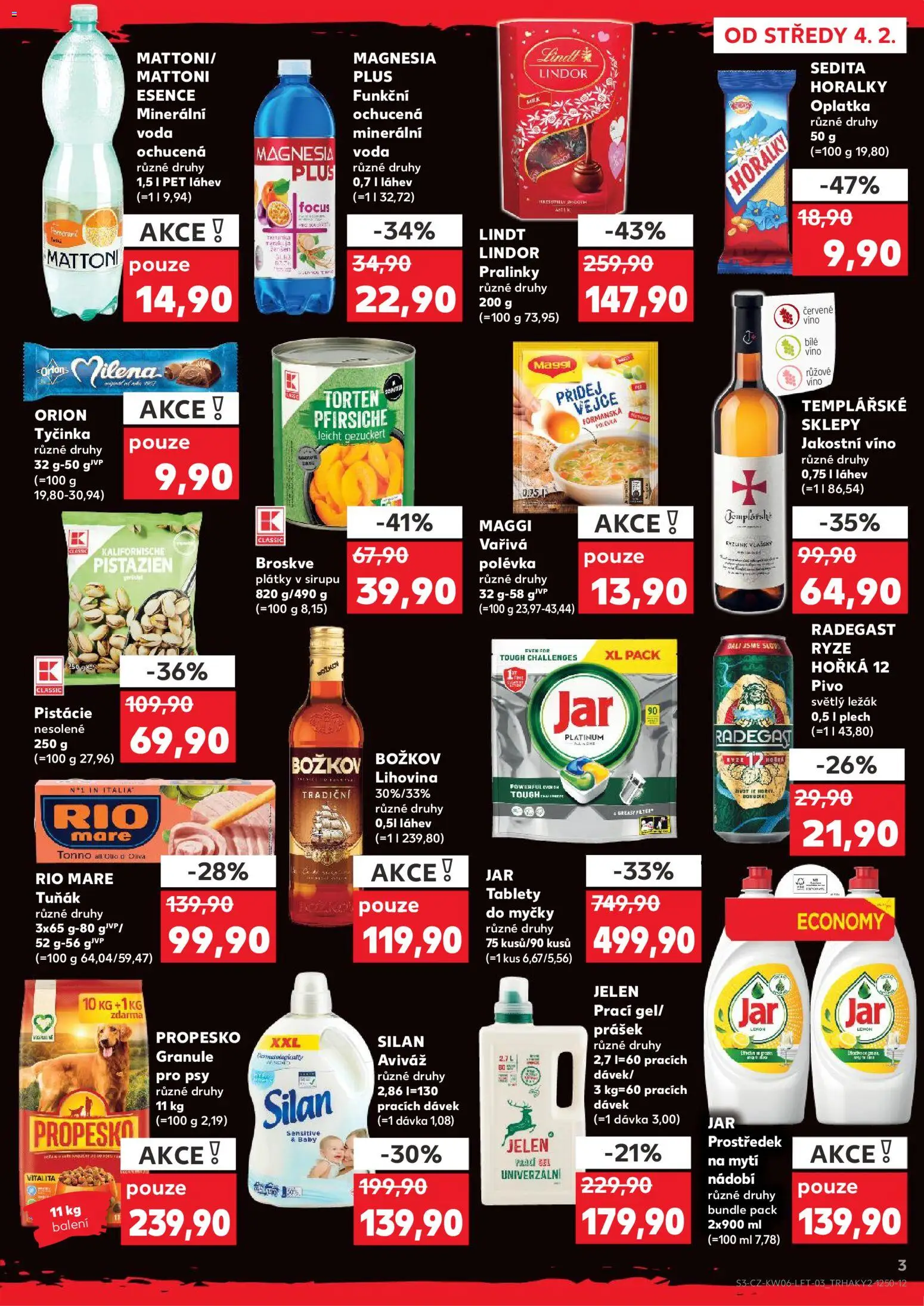 Kaufland leták - Ostrava od 04.02.2026 | Strana: 3 | Produkty: Pivo, Jelen, Lindt lindor, Růžové víno