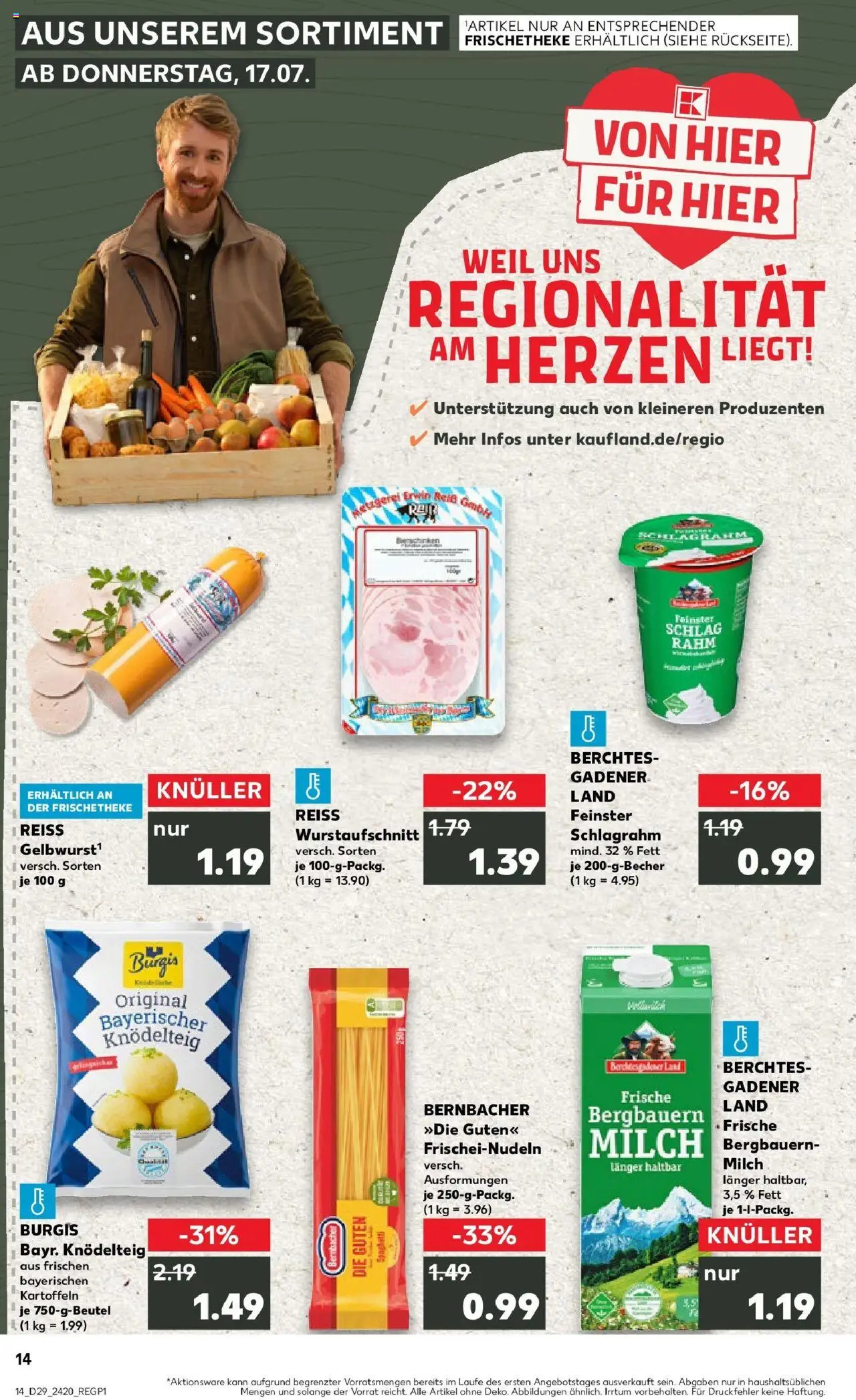 Kaufland prospekt Neumarkt In Der Oberpfalz	 - gültig ab dem 16.07.2025 | Seite: 14 | Produkte: Milch, Kartoffeln, Pasta