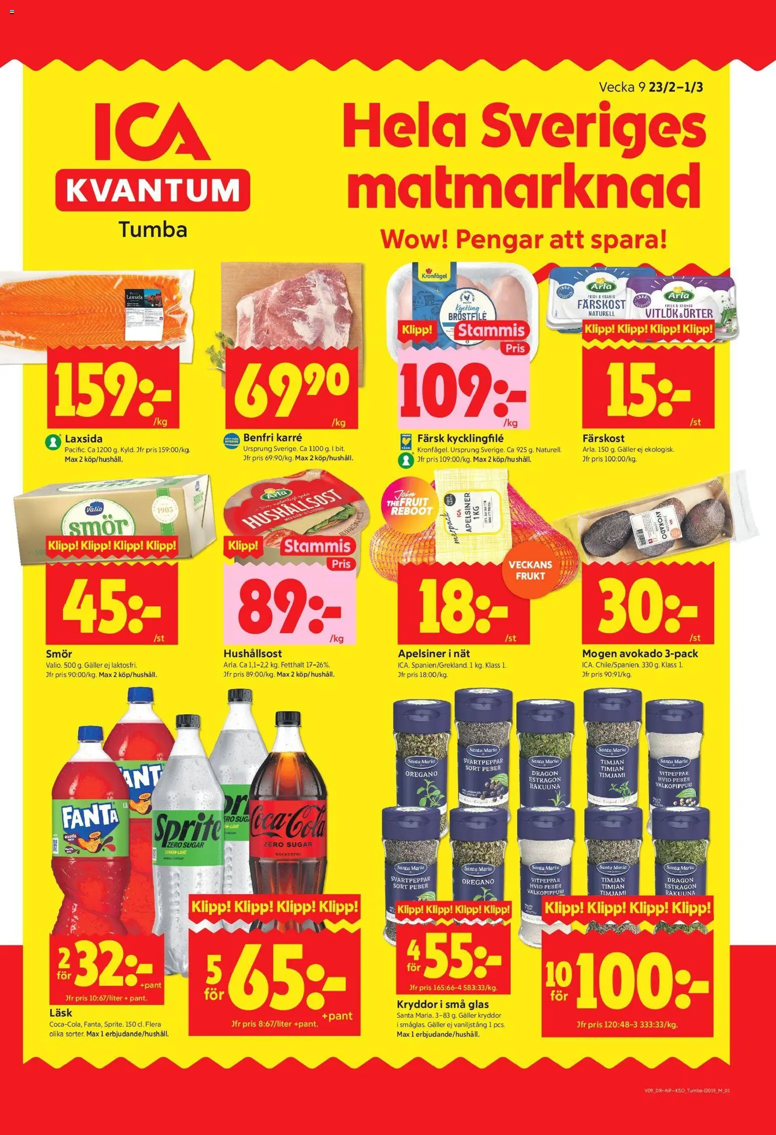 ICA Kvantum reklamblad aktuell från 23.02.2026 | Sida: 1 | Produkter: Kycklingfile, Fanta, Smör, Lime