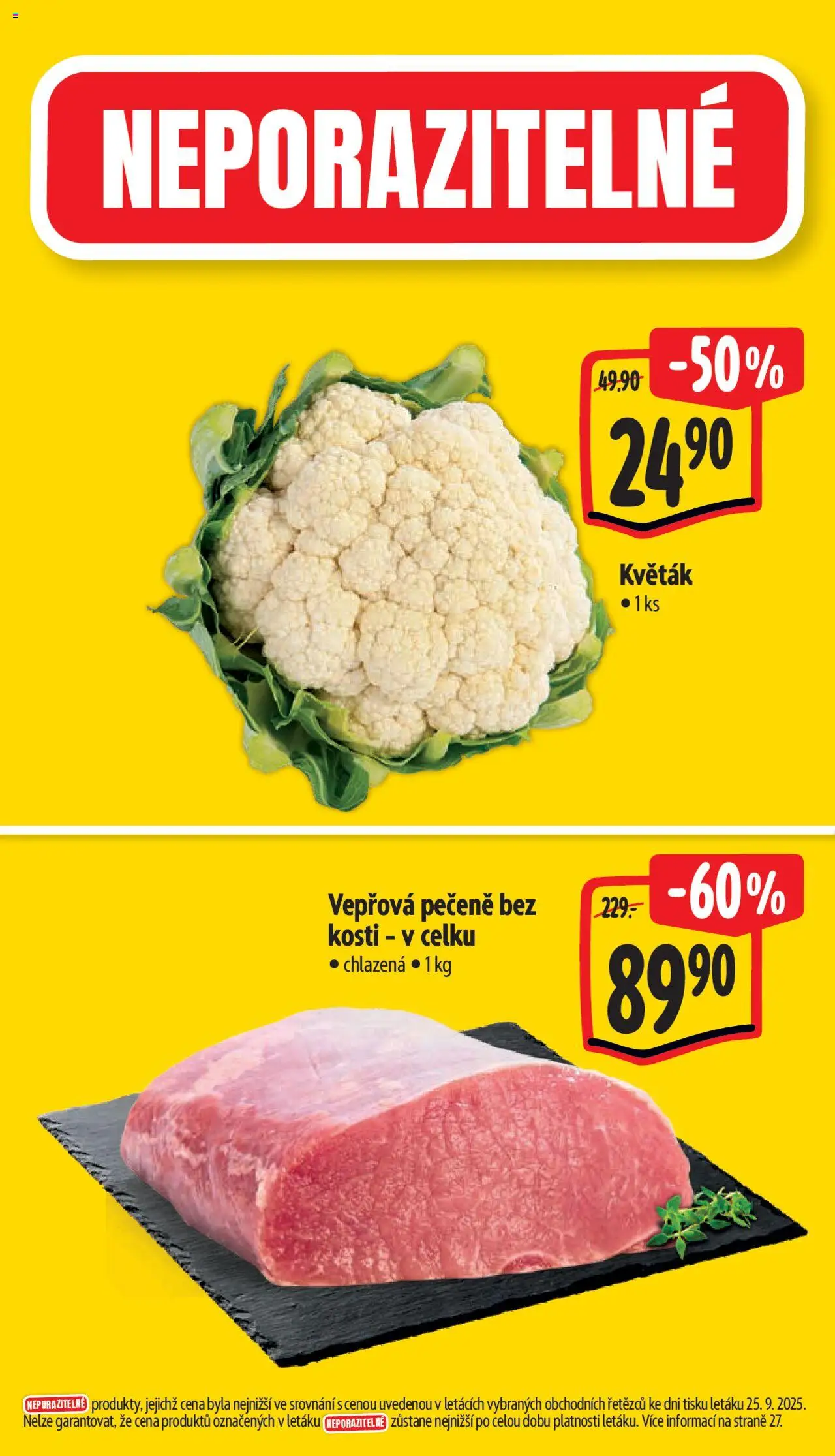 Albert leták - Supermarket od 01.10.2025 | Strana: 2 | Produkty: Vepřová pečeně, Květák
