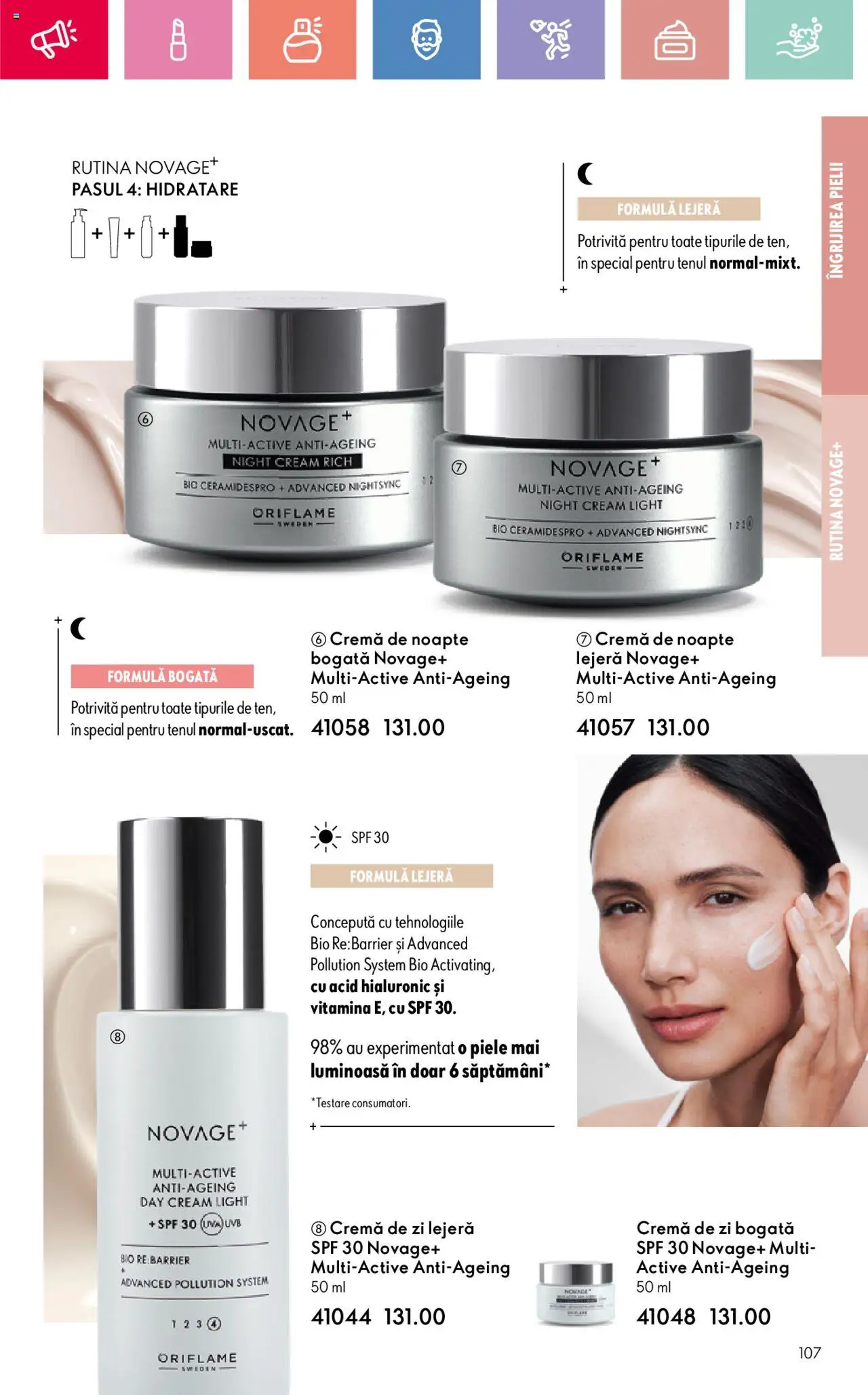 Oriflame catalog 11 2025 – valabil de la 27.07.2025 | Pagină: 107 | Produse: Şerit ödül, Cremă de zi, Cremă de noapte, Cremă