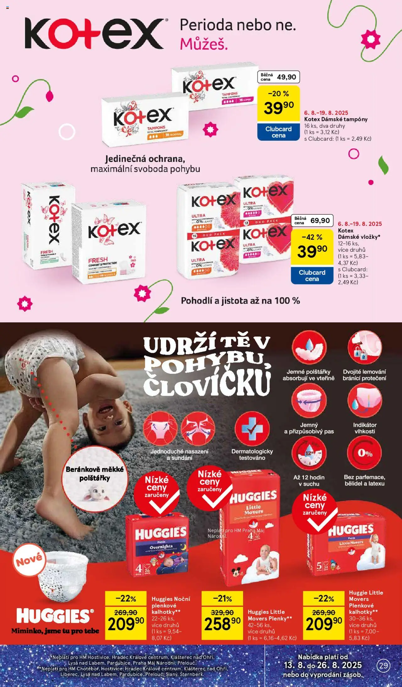 Tesco leták - Hypermarket od 13.08.2025 | Strana: 29 | Produkty: Kalhotky, Tampony, Plenkové kalhotky, Plenky