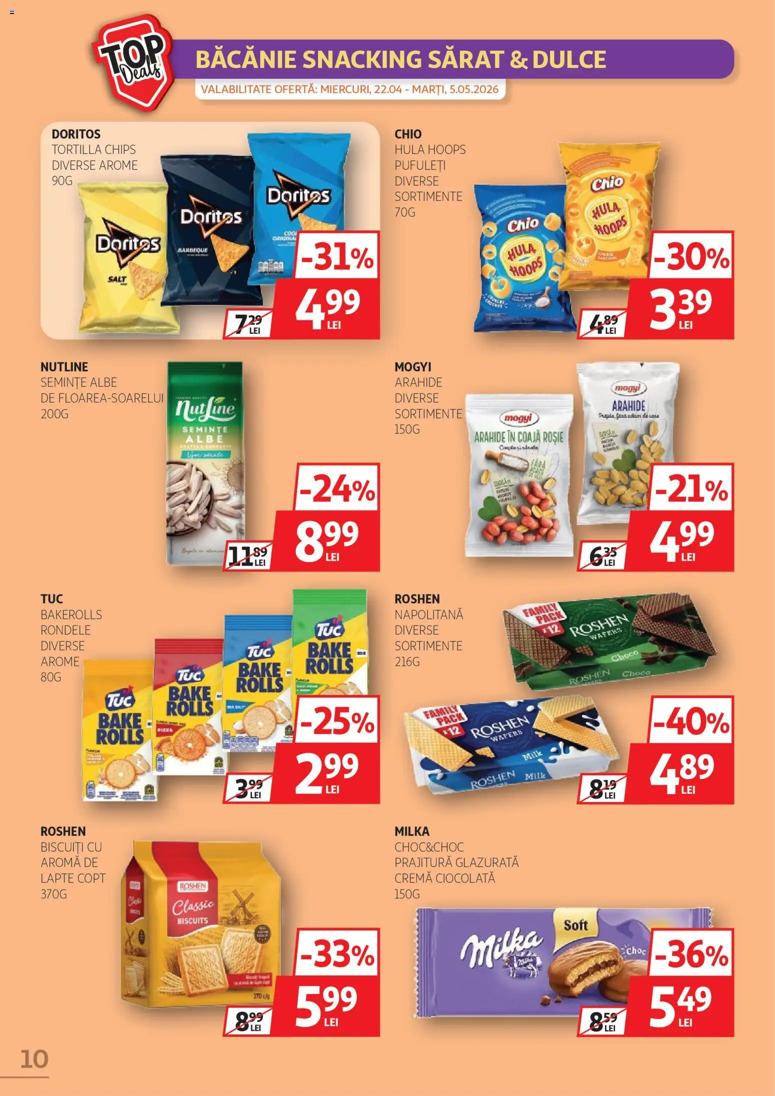 Noul catalog Auchan – valabil de la 22.04.2026 | Pagină: 10 | Produse: Semințe, Lapte, Cremă, Ciocolată